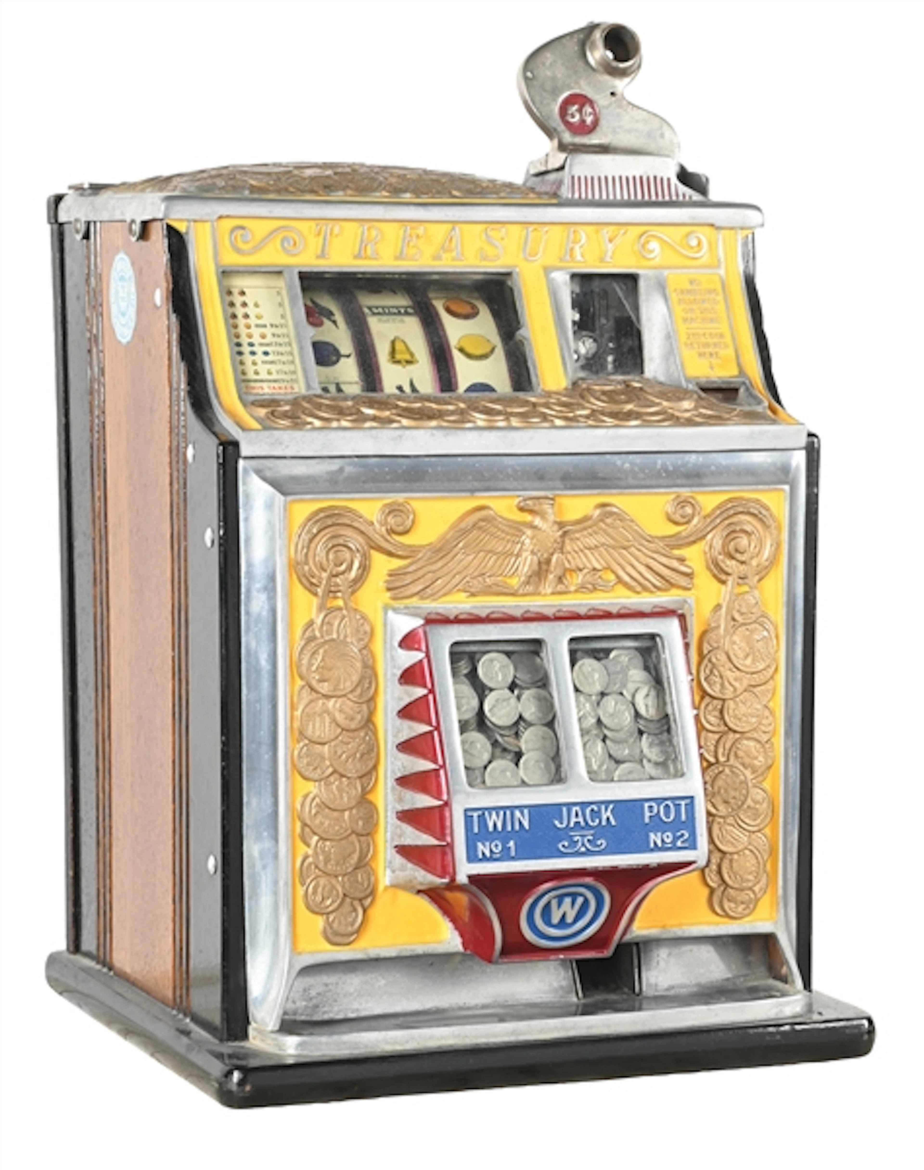 5¢ WATLING MFG. CO. TREASURY TWIN JACKPOT SLOT MACHINE
