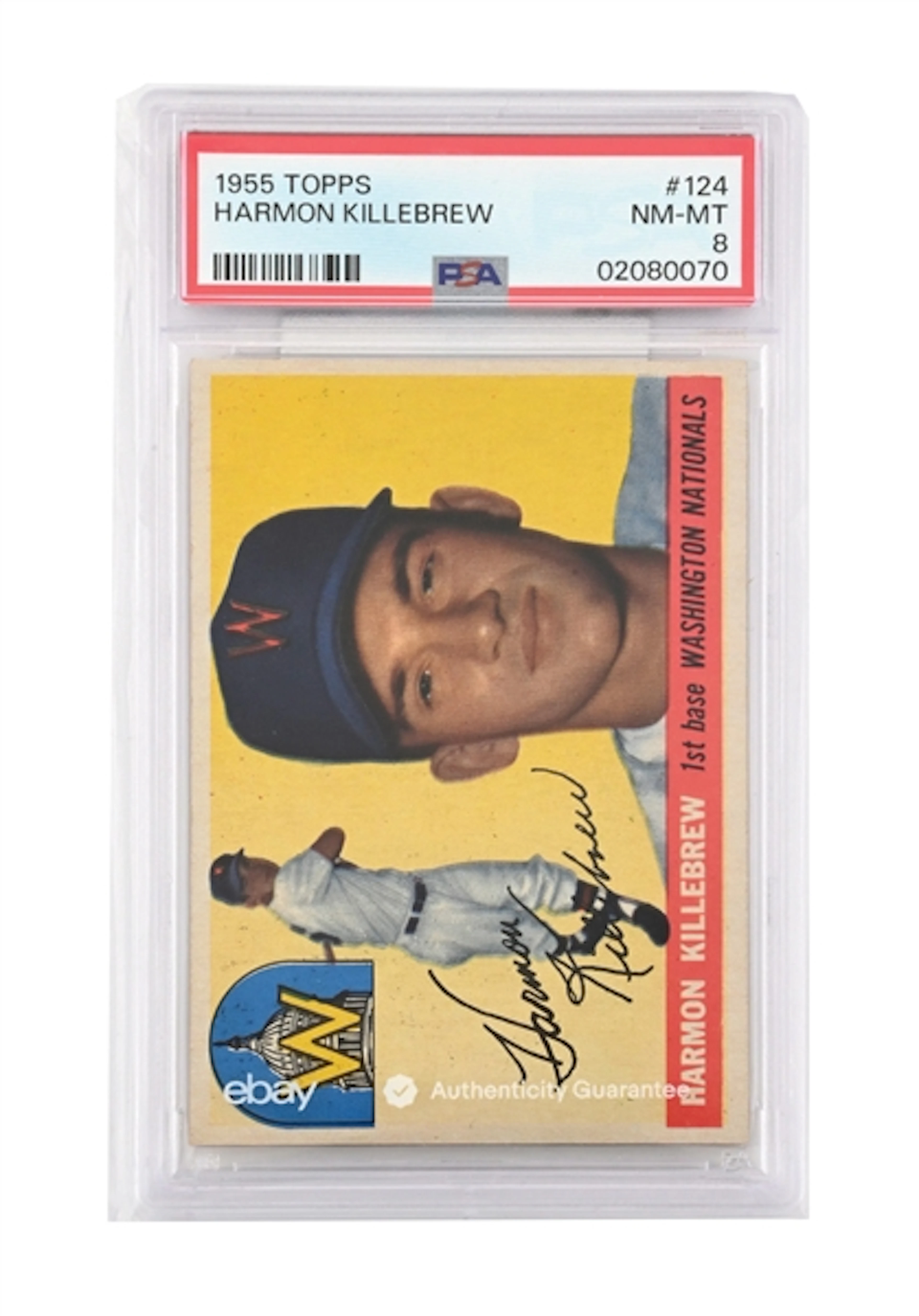 1955 TOPPS HARMON KILLEBREW #124 PSA 8 BASEBALL CARD