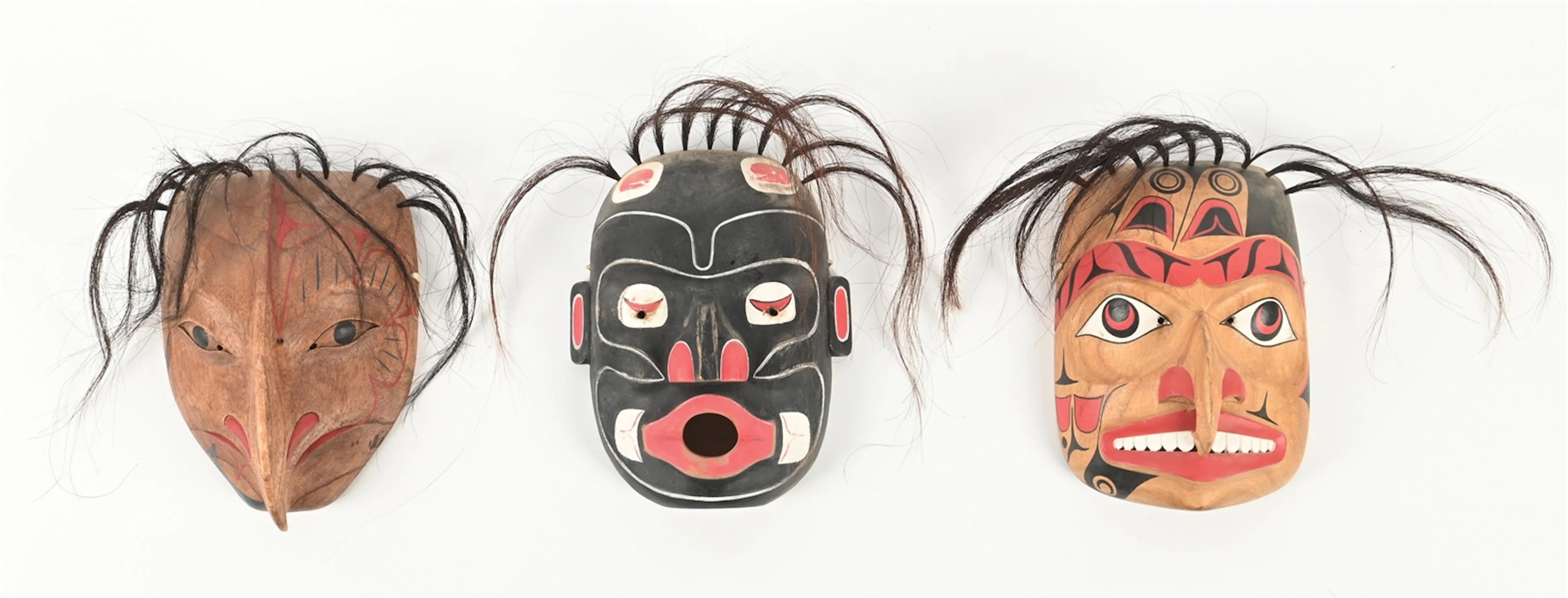 LOT OF 3: NORTHWEST-STYLE WOODEN MASKS