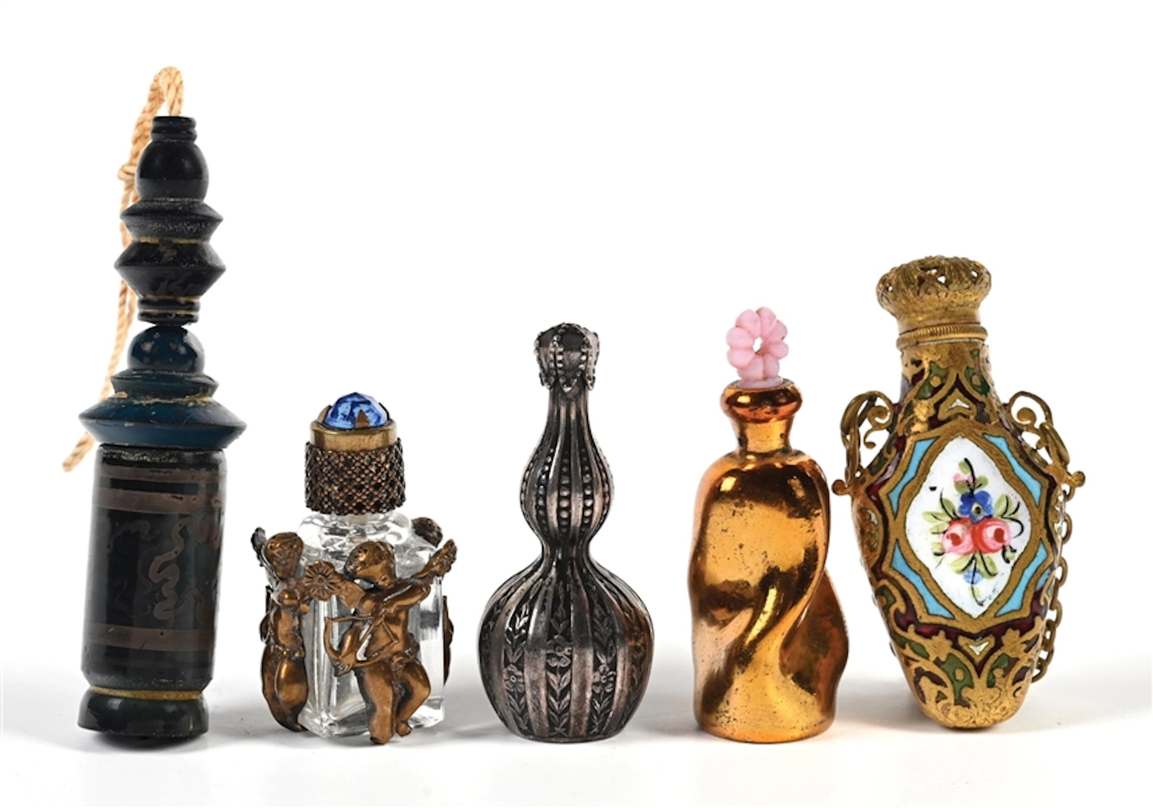 LOT OF 5: VICTORIAN MINIATURE PERFUME BOTTLES