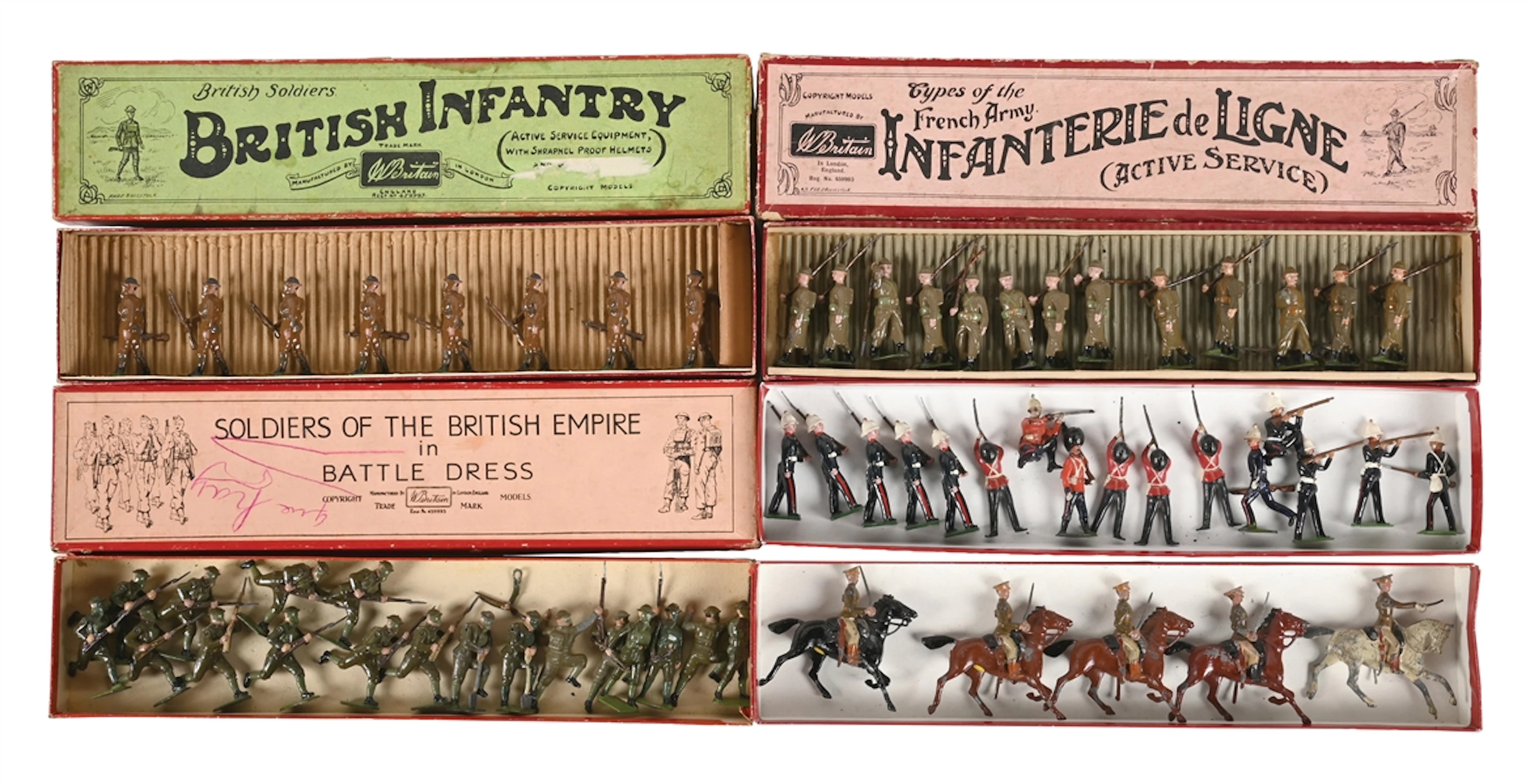 LOT OF 4: BRITAIN'S SETS NO. 192, 1858, 258, 159, & MISCELLANEOUS FIGURES