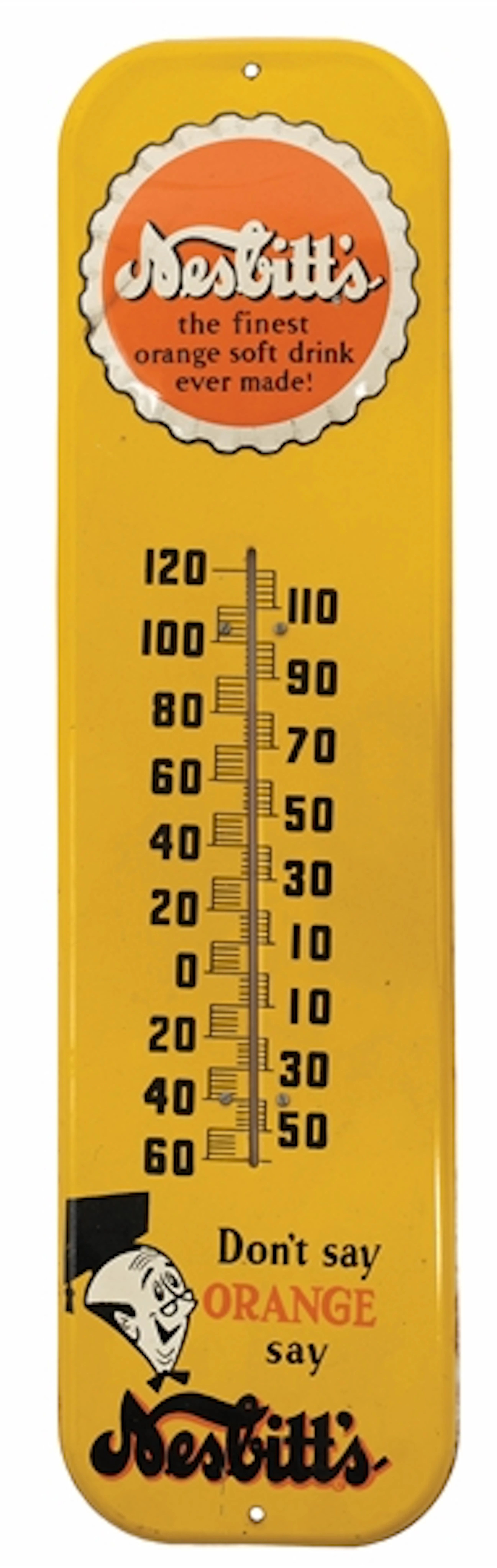 NESBITT'S YELLOW TIN THERMOMETER