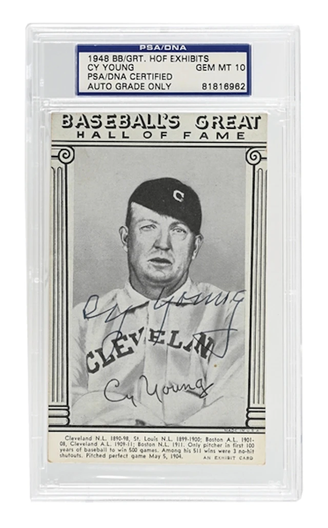 CY YOUNG SIGNED HOF EXHIBIT PSA/DNA GEM MT 10