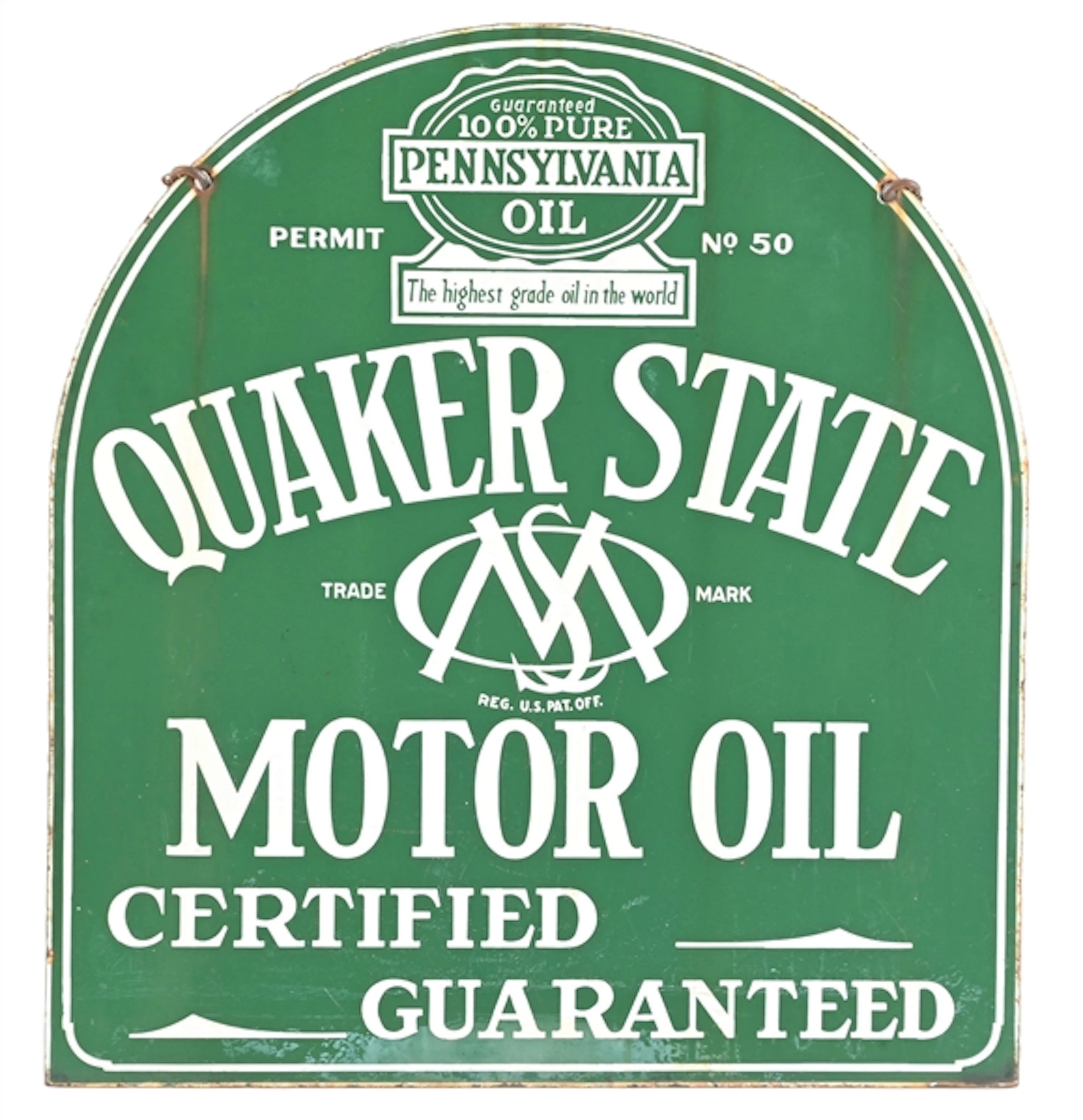 QUAKER STATE MOTOR OIL PORCELAIN SIGN.