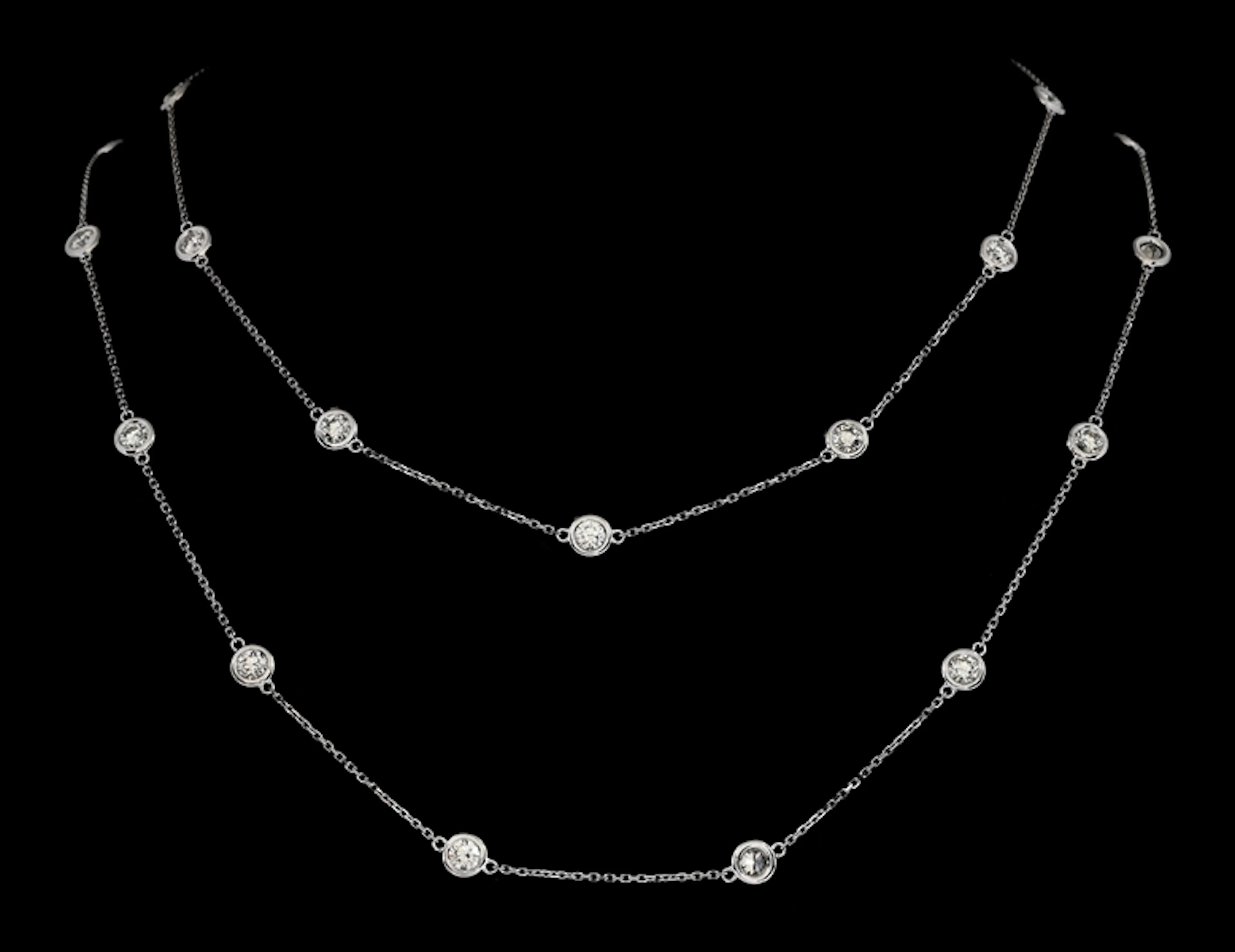 14K WHITE GOLD 4.80CT TW DIAMOND STATION NECKLACE BY EFFY