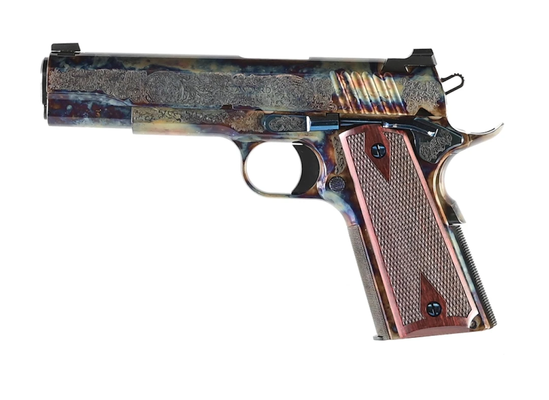 (M) ENGRAVED AND CASE COLOR STANDARD MANUFACTURING 1911 SEMI-AUTOMATIC PISTOL.