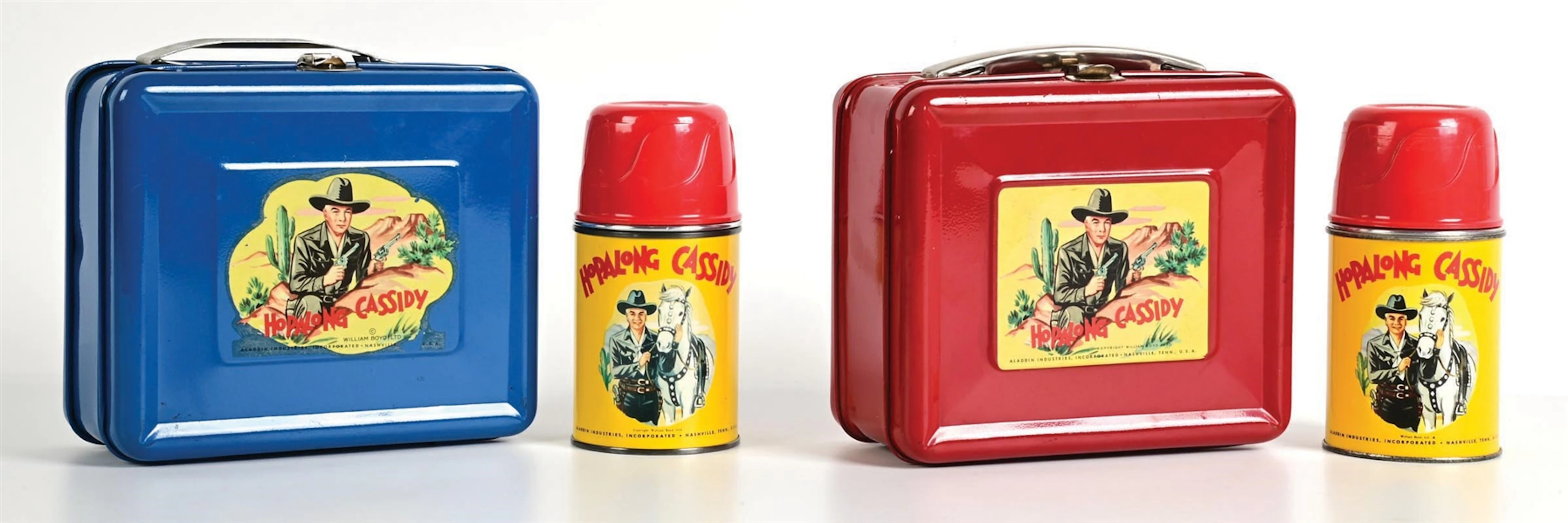LOT OF 2: ALADDIN INDUSTRIES INC. HOPALONG CASSIDY METAL LUNCH BOXES