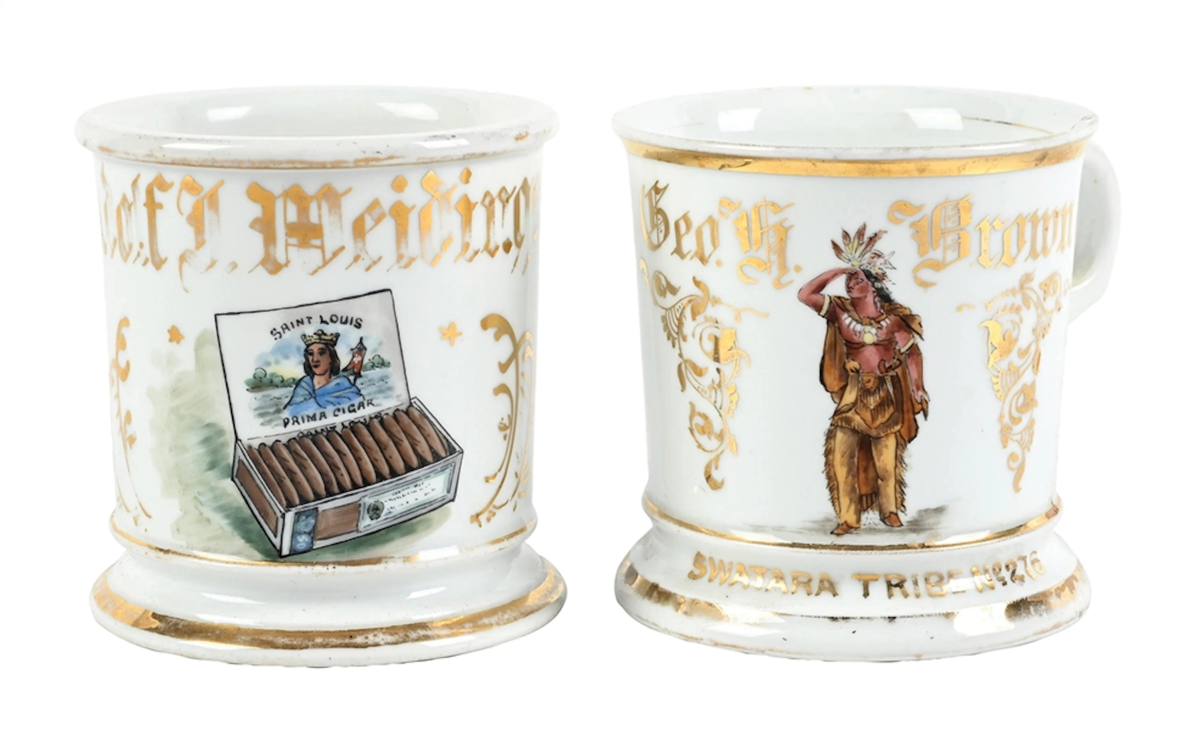 LOT OF 2: TOBACCO PRODUCER SHAVING MUGS