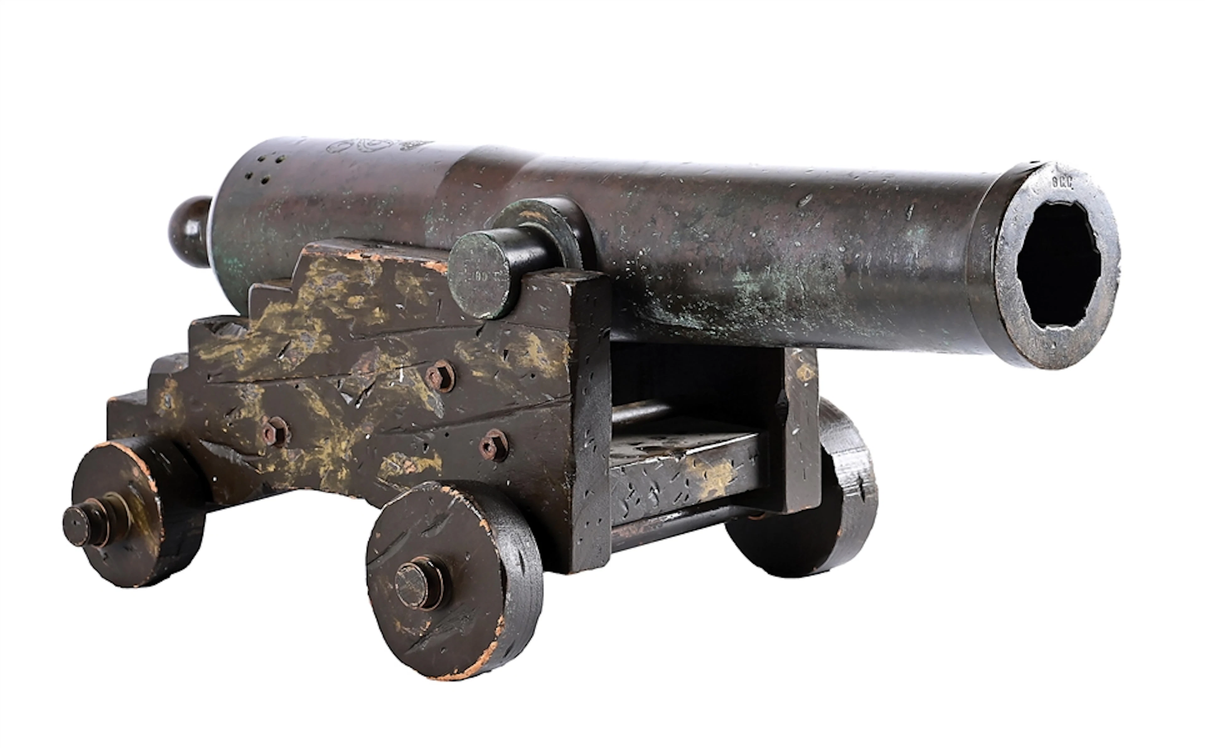 (A) SPANISH RIFLED BRONZE 6-POUNDER CANNON WITH CYPHER OF ISABELLA