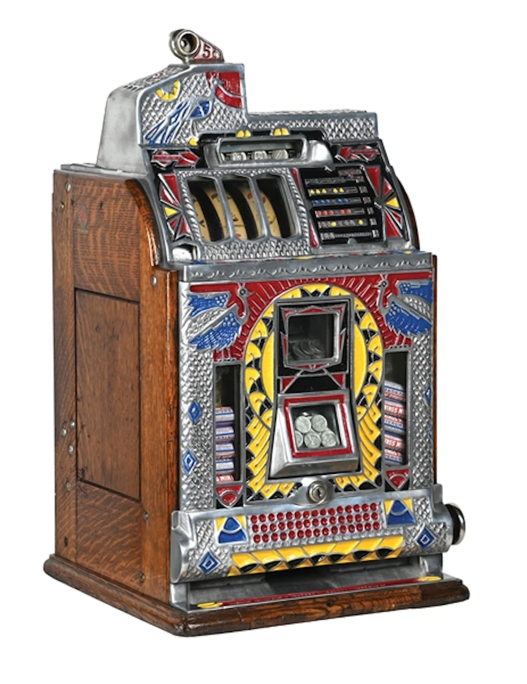 5¢ O. D. JENNINGS VICTORIA SILENT PEACOCK SLOT MACHINE