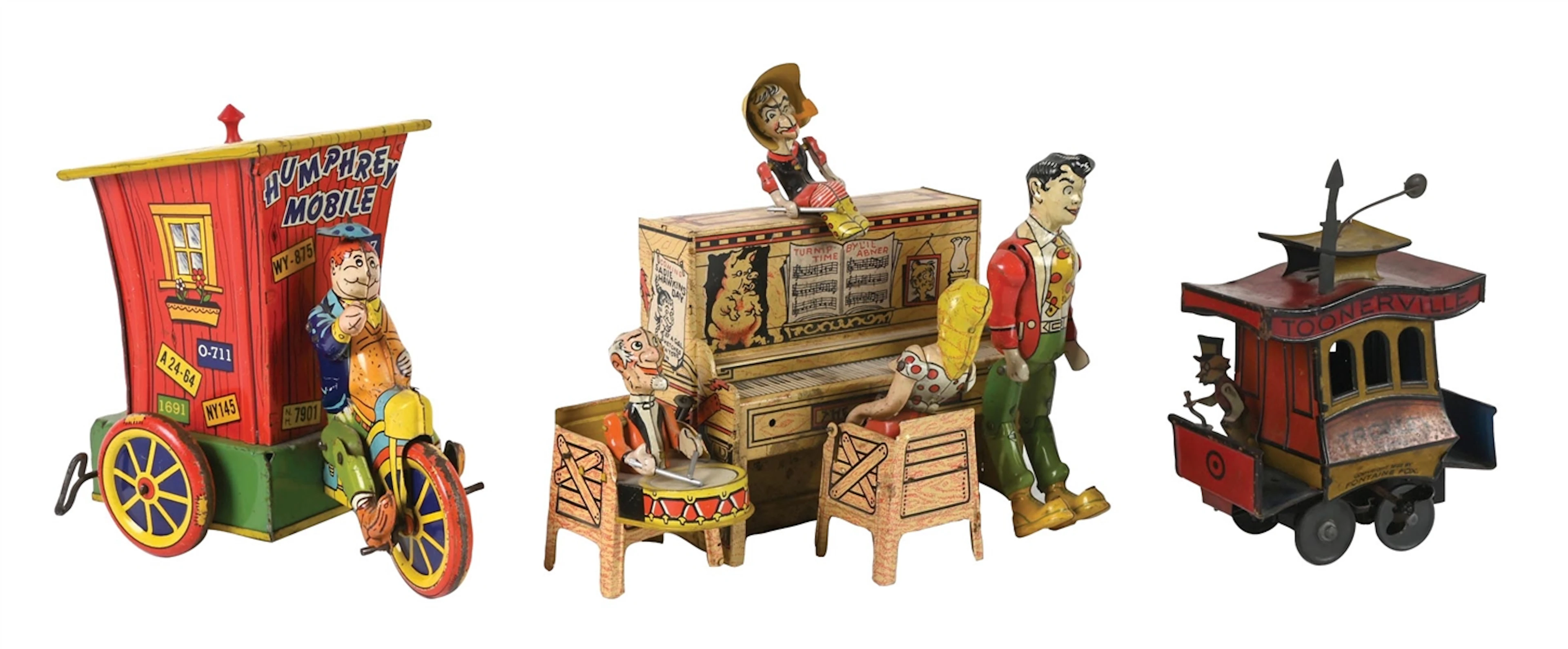 LOT OF 3: AMERICAN & GERMAN-MADE TIN LITHO WIND-UP TOYS