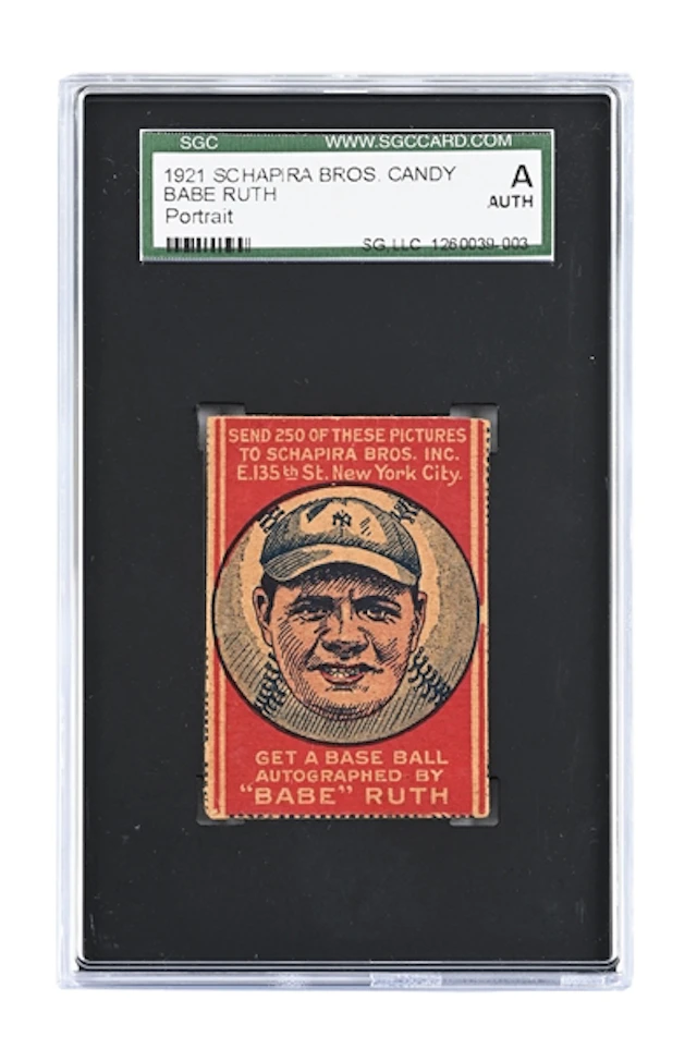 1921 SCHAPIRA BROS. CANDY BABE RUTH PORTRAIT SGC AUTHENTIC