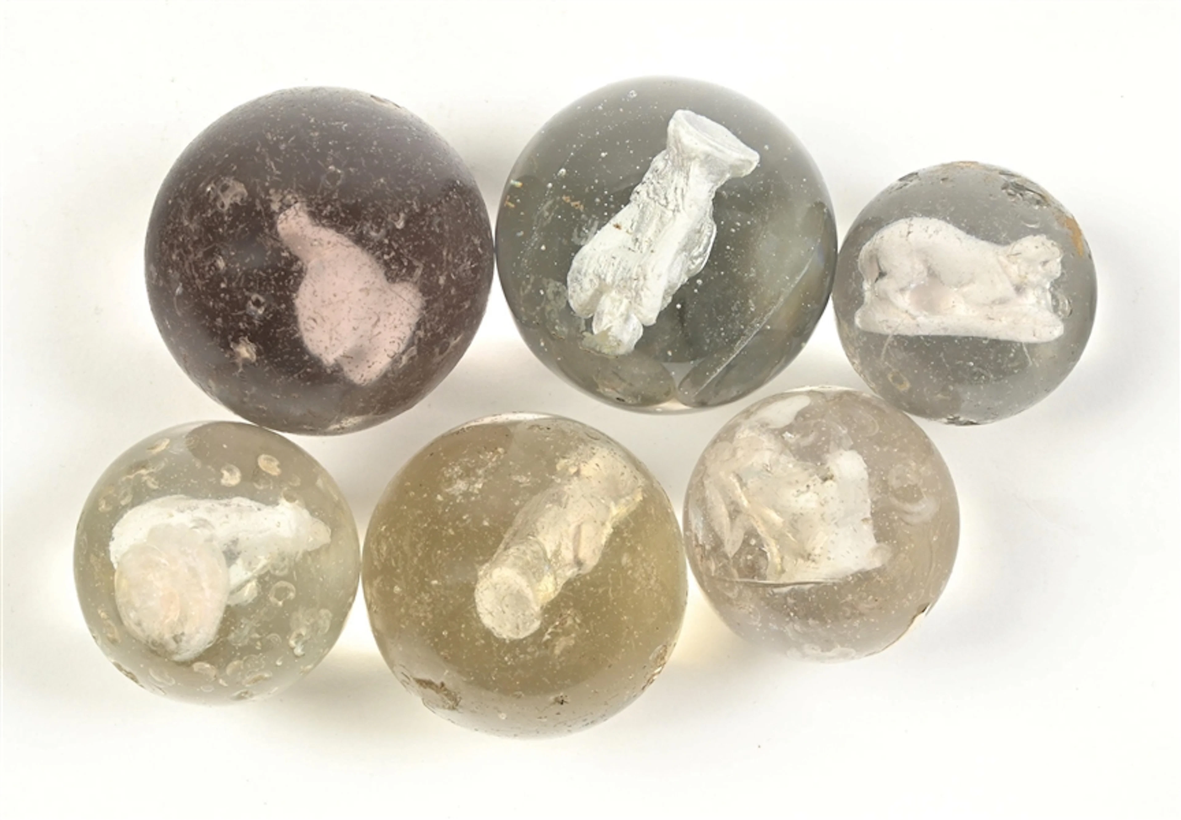 LOT OF 6: SULFIDE MARBLES