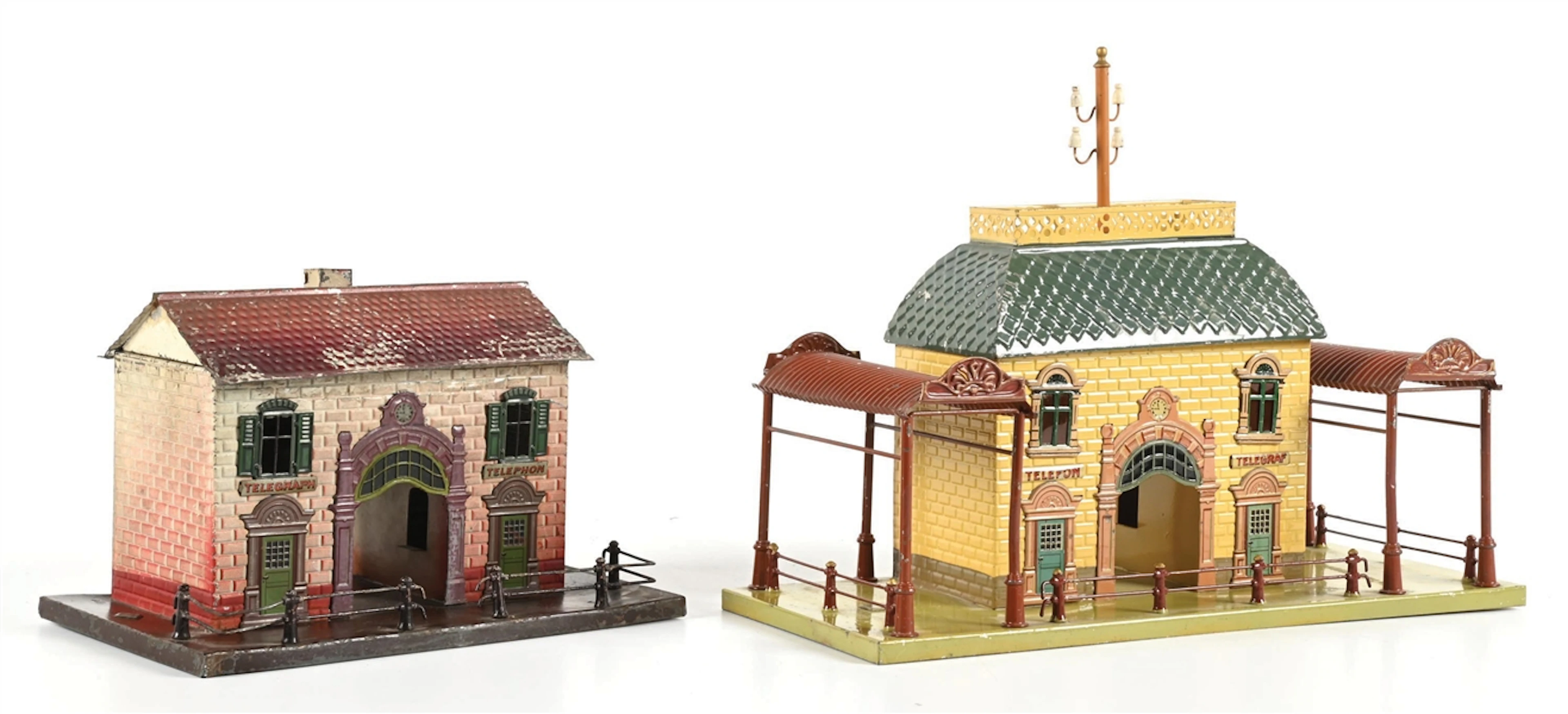 LOT OF 2: BING TIN LITHO TRAIN STATIONS