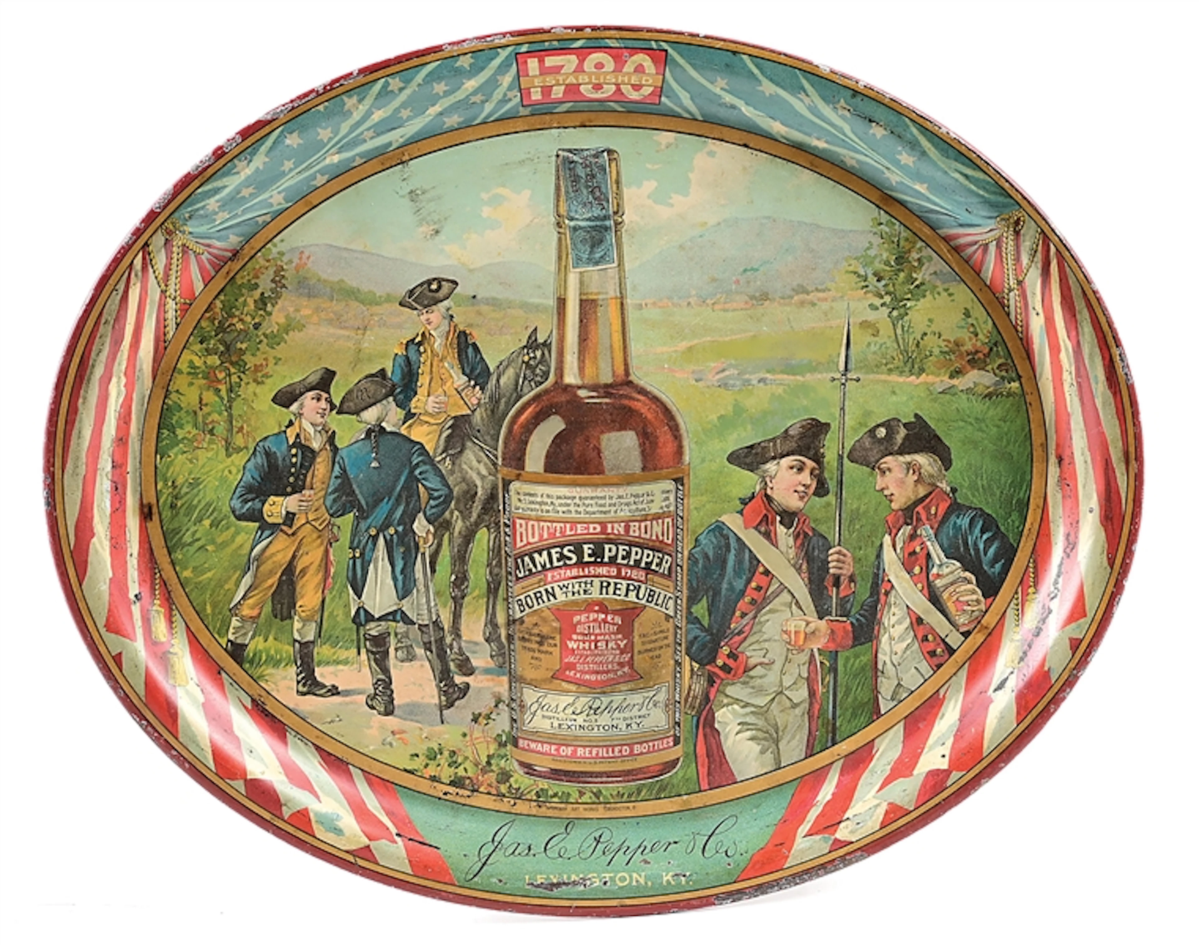 JAMES E. PEPPER & CO. WHISKEY TRAY.