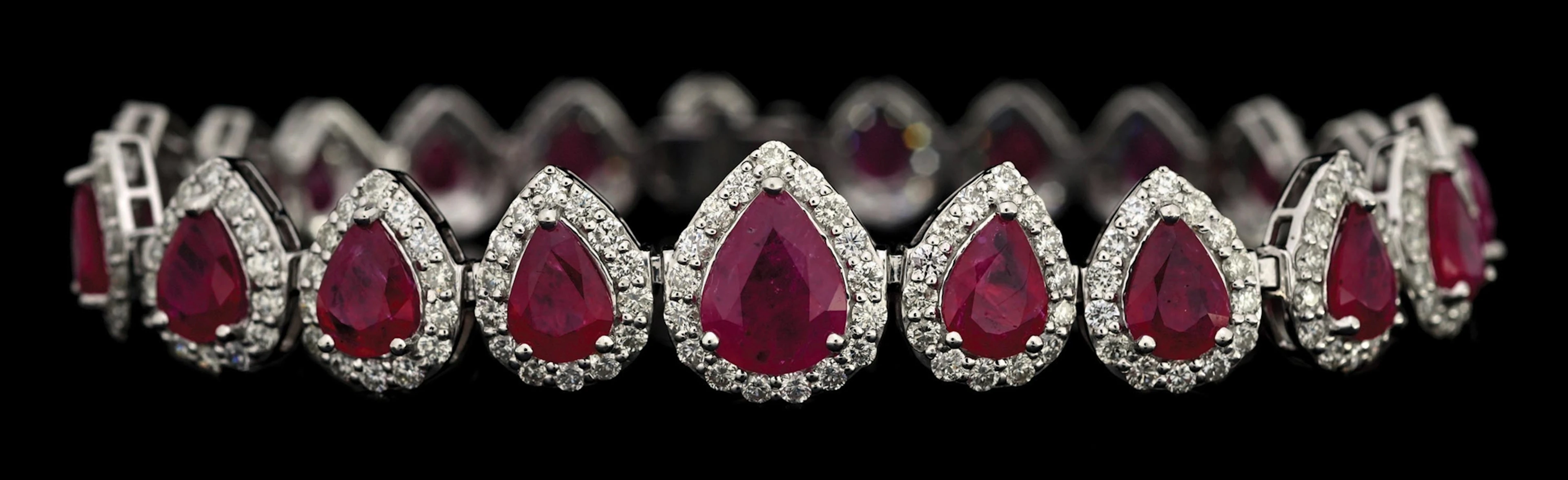 PLATINUM RUBY & DIAMOND BRACELET W/GIA REPORT