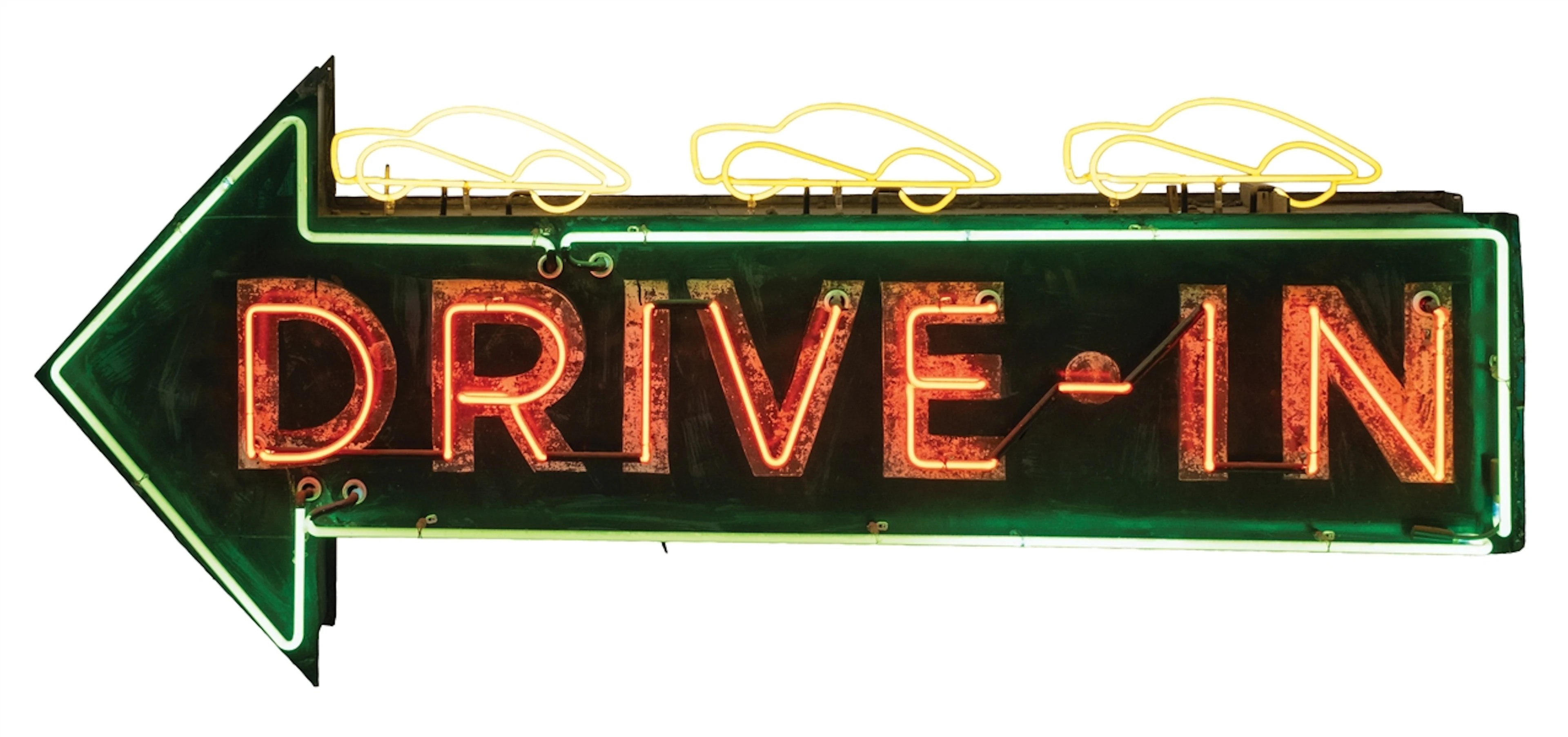 "DRIVE-IN" NEON ARROW SIGN