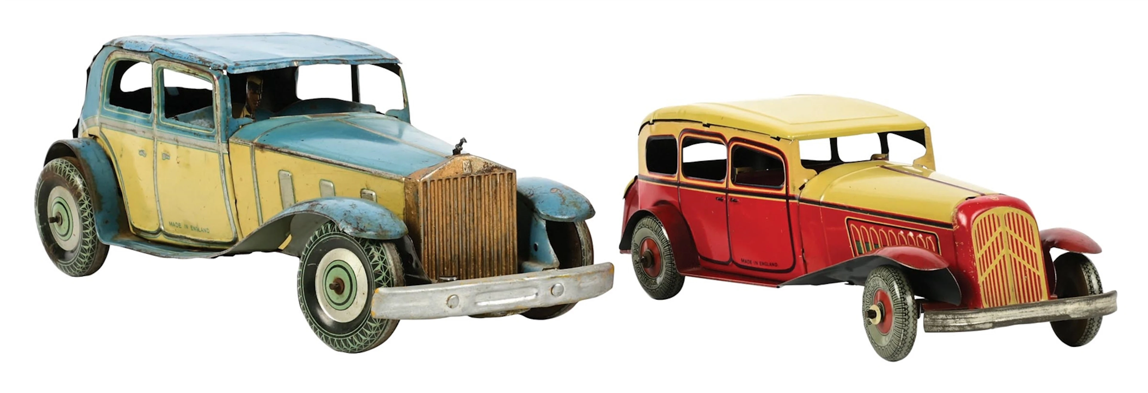 LOT OF 2: EARLY PRE-WAR TIN LITHO WIND-UP ENGLISH LIMOUSINE TOYS