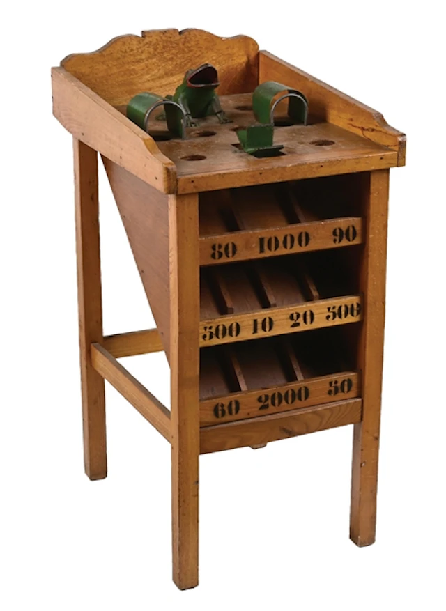 FROG TOSS CAST IRON & WOOD SALOON GAMBLING GAME.