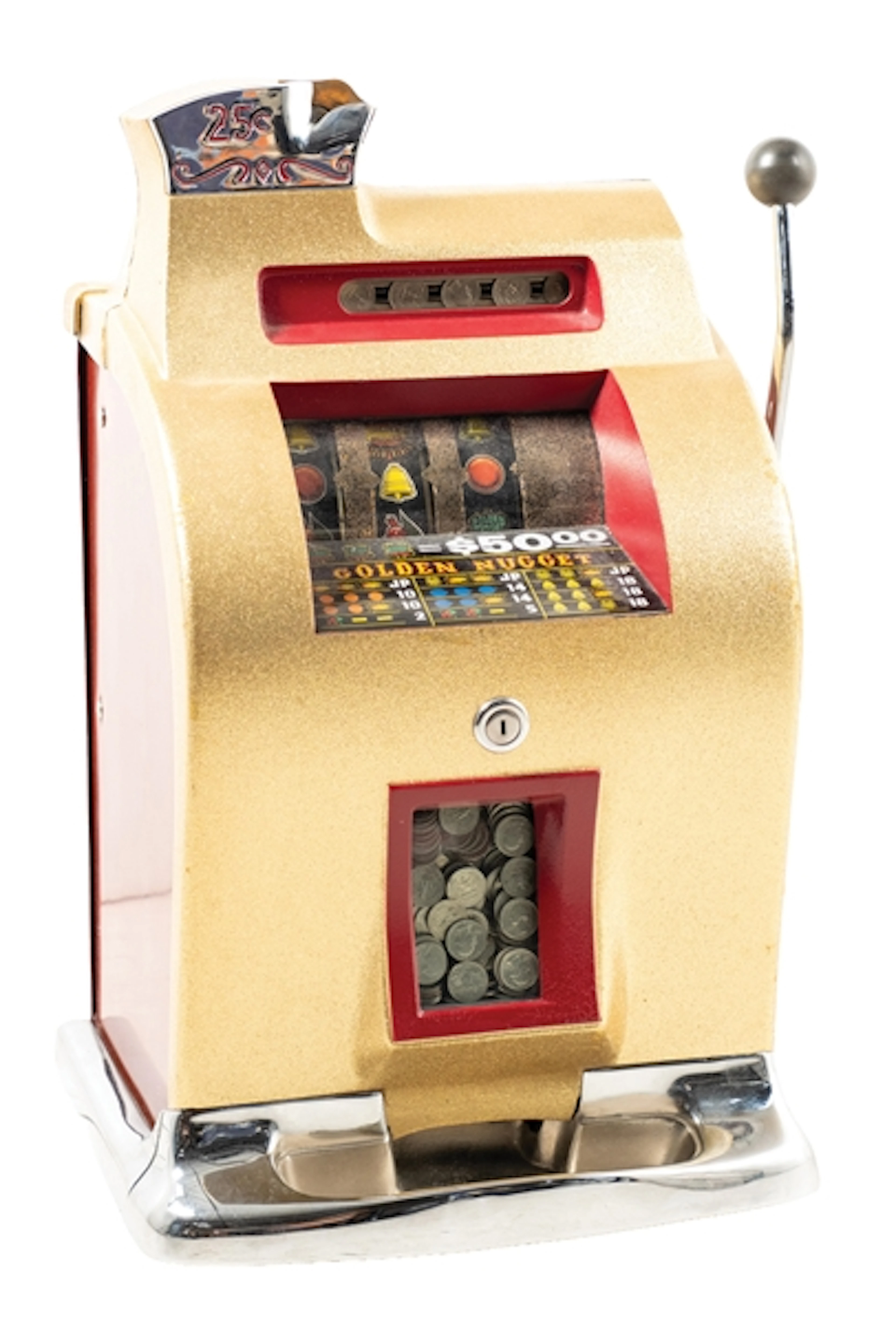 25¢ MILLS GOLDEN NUGGET ROYAL GOLD SLOT MACHINE