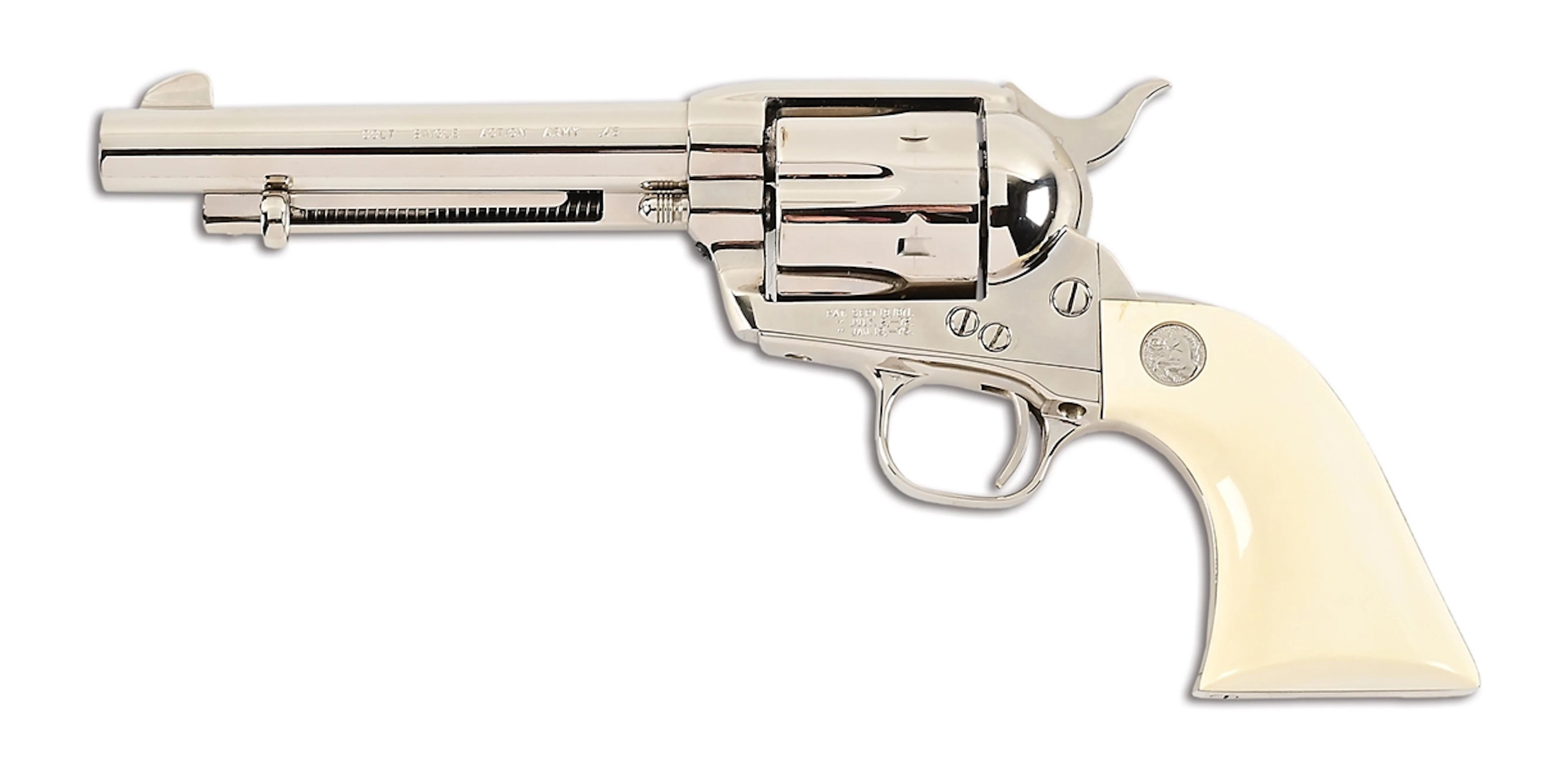 (M) NICKEL COLT SINGLE ACTION ARMY REVOLVER IN BOX.