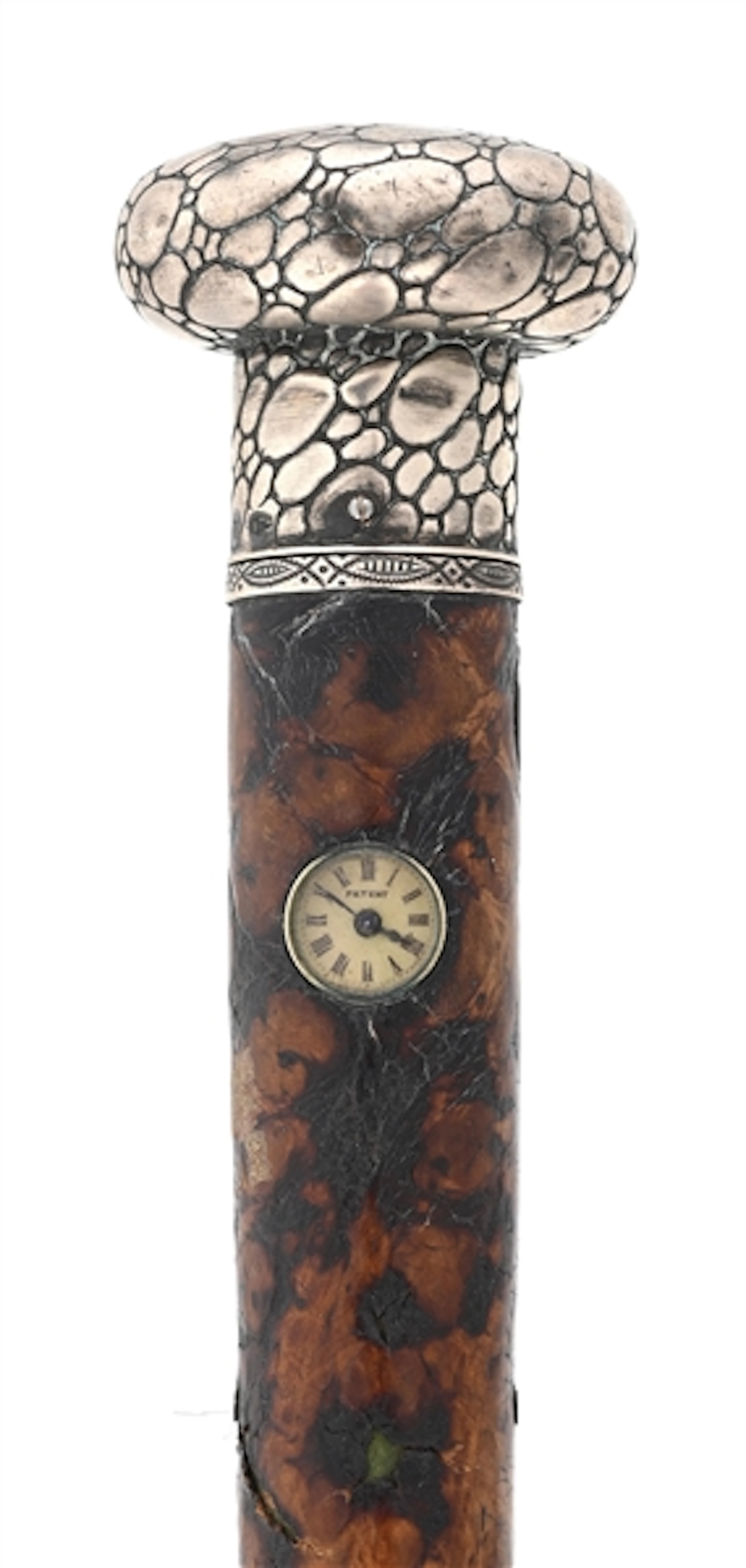 SILVER AND LEATHER HOLUSKA WATCH CANE