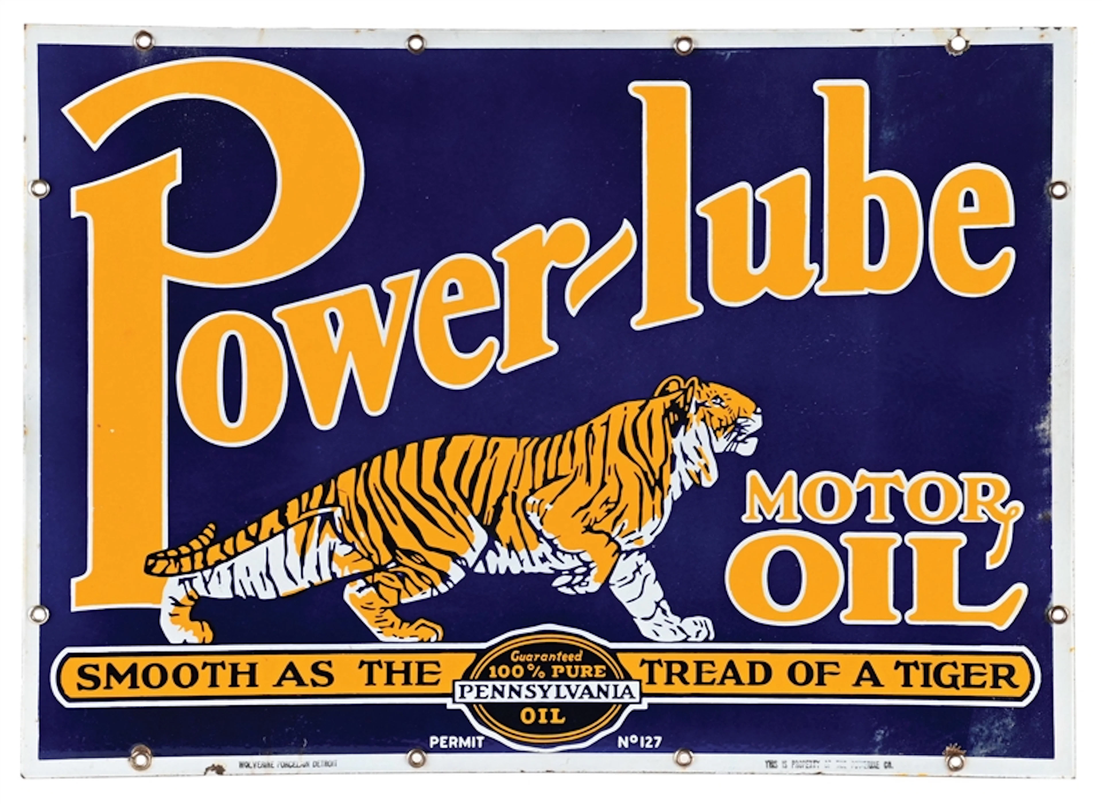 OUTSTANDING POWERLUBE MOTOR OIL "SMOOTH AS THE TREAD OF A TIGER" DOUBLE