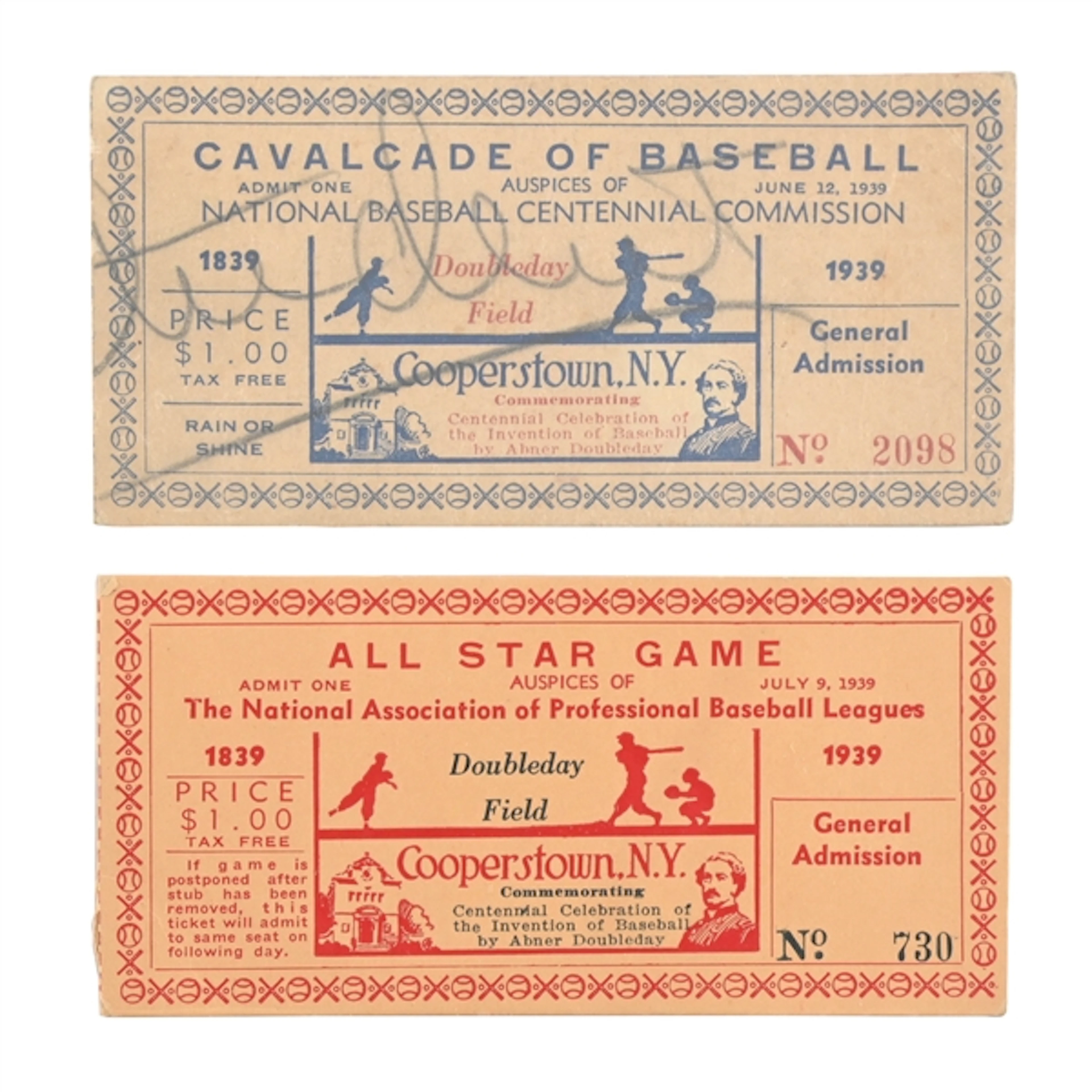 LOT OF 2:1839-1939 CAVALCADE OF BASEBALL AND ALL-STAR GAME COOPERSTOWN
