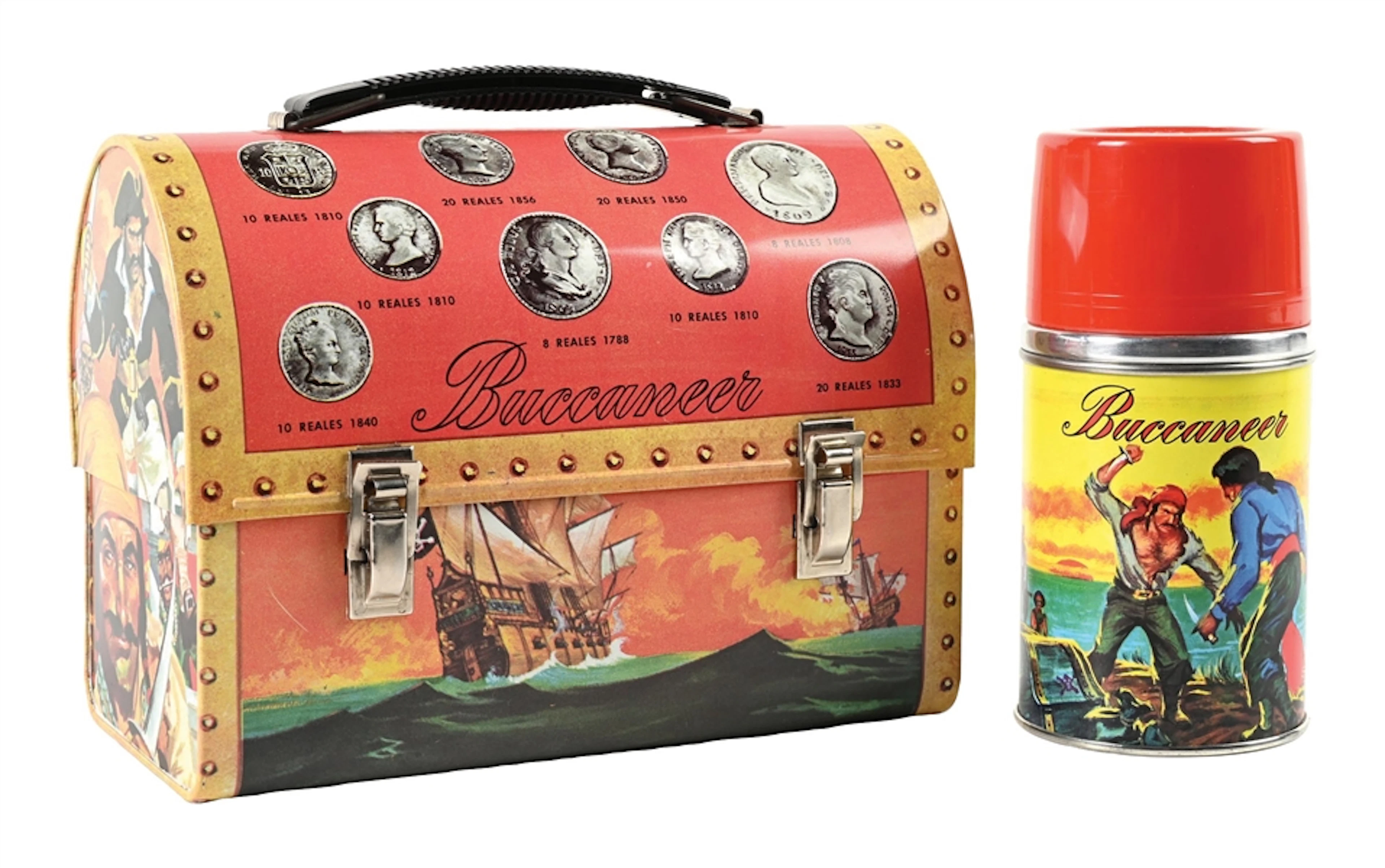 BUCCANEER POP-ART NAUTICAL STYLE METAL BOX WITH THERMOS
