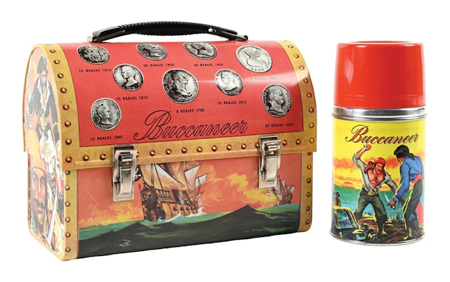 BUCCANEER POP-ART NAUTICAL STYLE METAL BOX WITH THERMOS