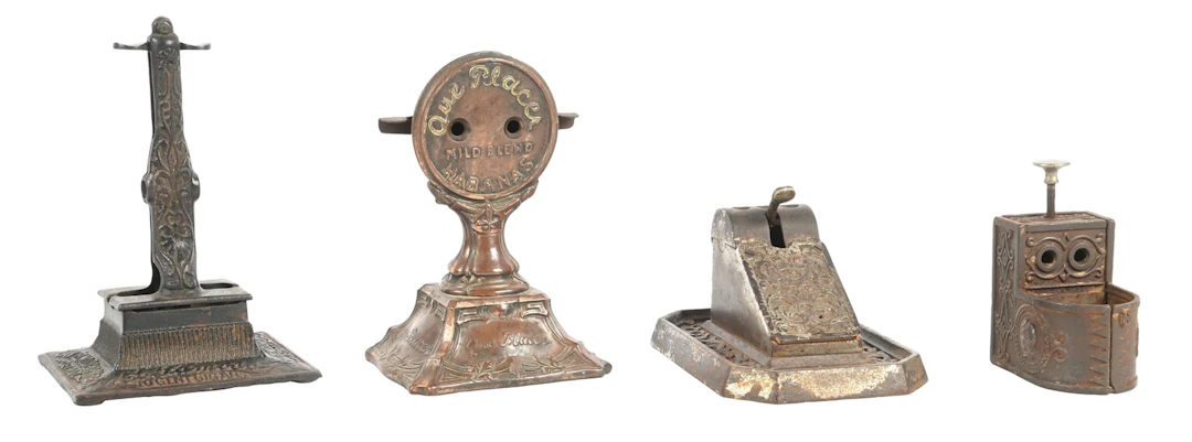 COLLECTION OF 4: VINTAGE CAST IRON TABLETOP CIGAR ACCESSORIES
