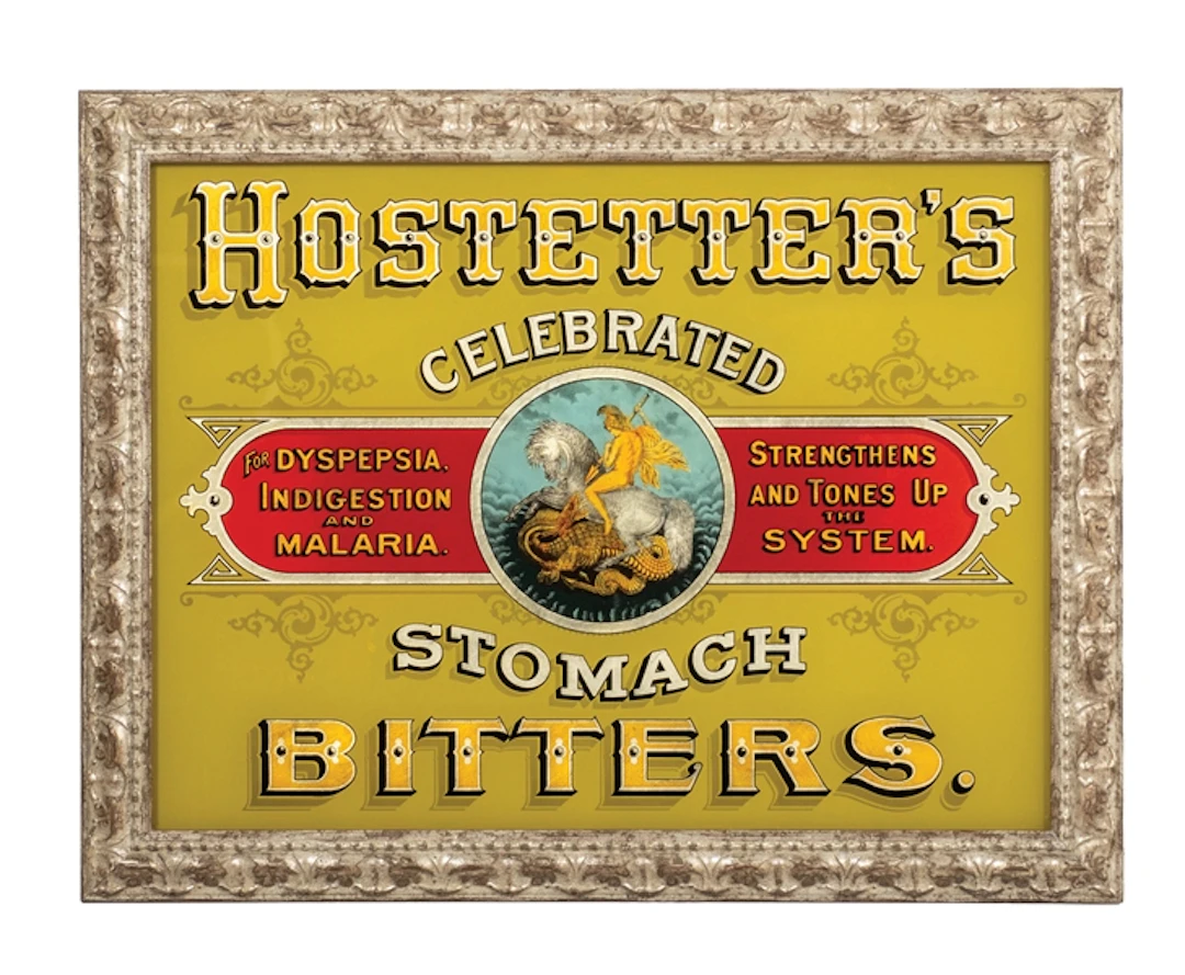HOSTETTER'S REVERSE ON GLASS ADVERTISEMENT