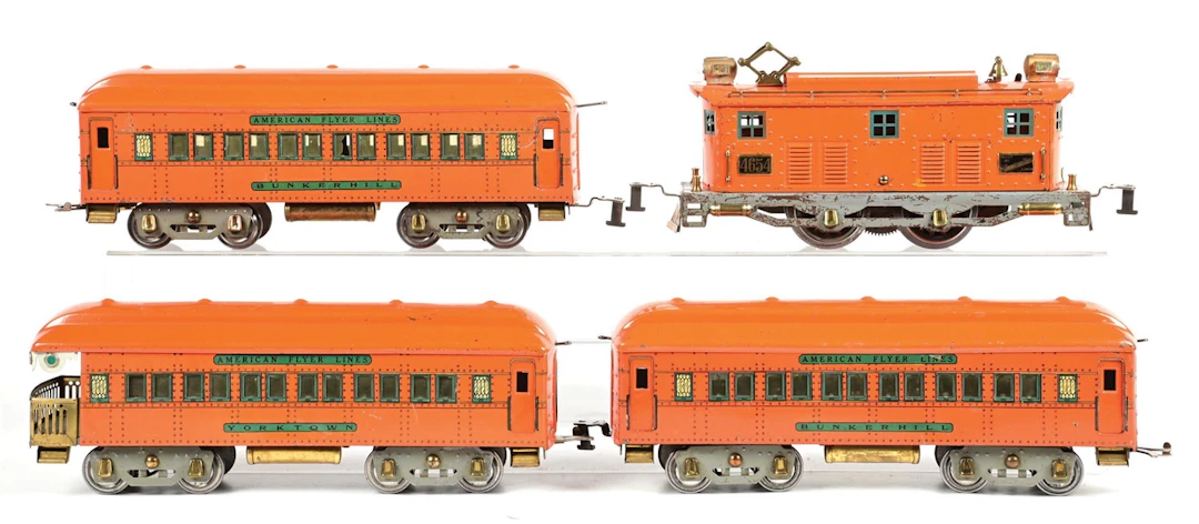 AMERICAN FLYER STANDARD GA. NO. 4654 ORANGE PASSENGER SET