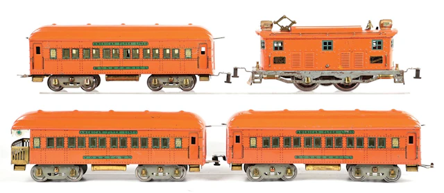 AMERICAN FLYER STANDARD GA. NO. 4654 ORANGE PASSENGER SET