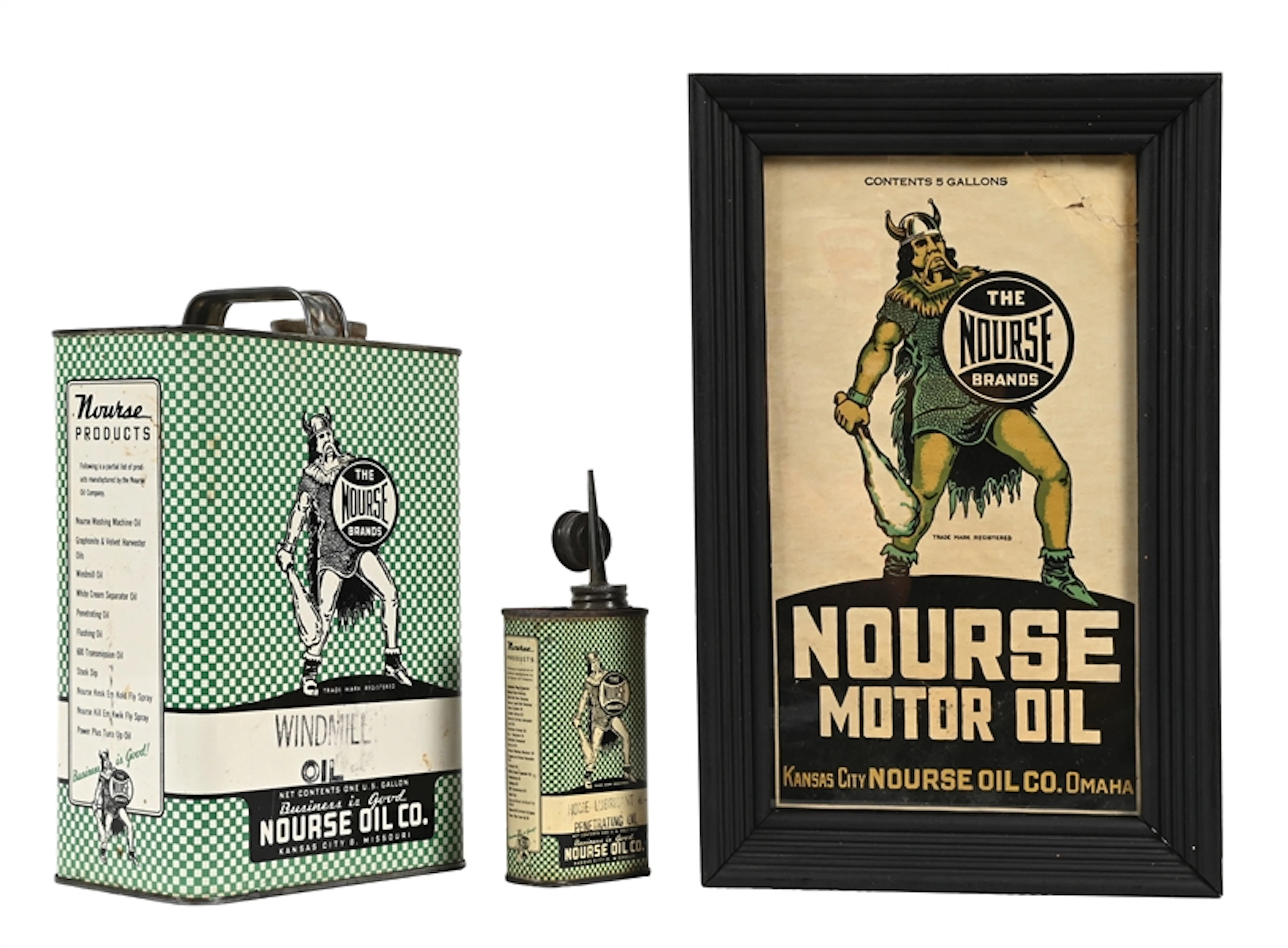 COLLECTION OF 3: NOURSE OIL CO. WINDMILL OIL AND HOUSE LUBRICANT &