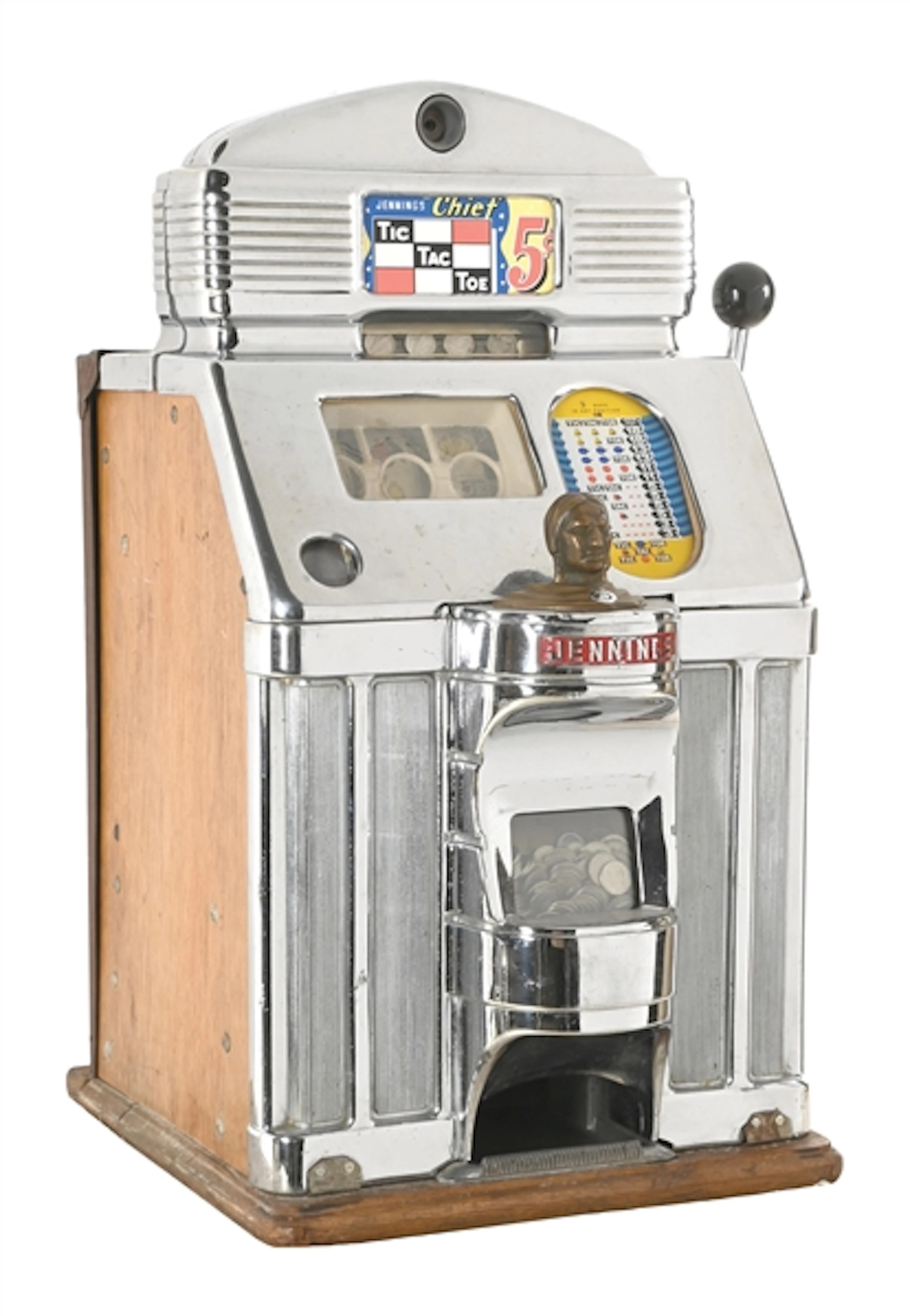 5¢ JENNINGS CHIEF TIC-TAC-TOE SLOT MACHINE