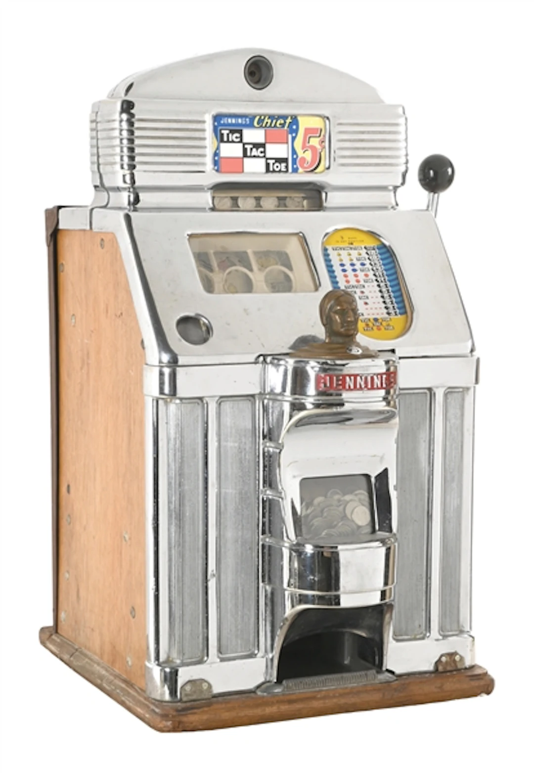 5¢ JENNINGS CHIEF TIC-TAC-TOE SLOT MACHINE