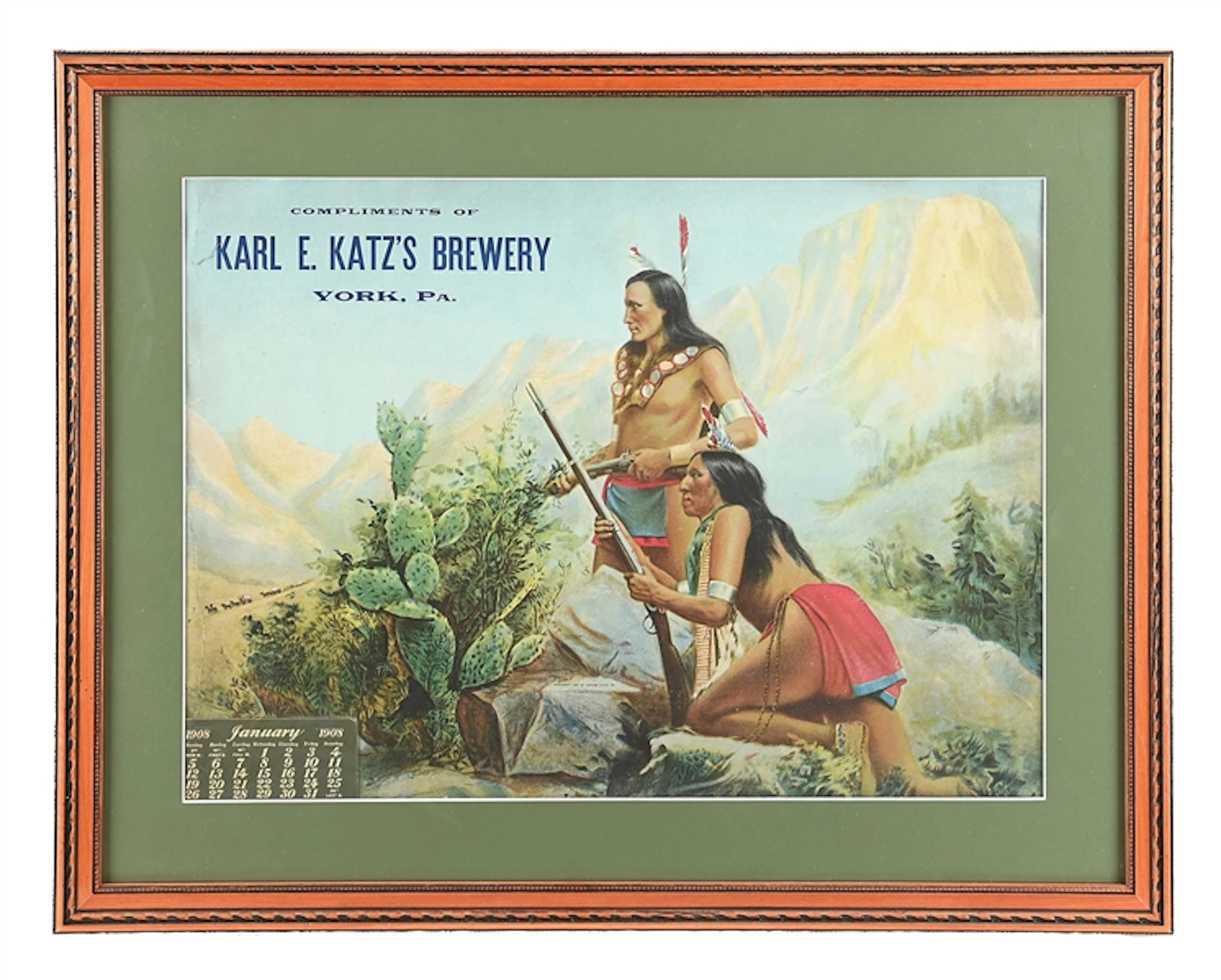 KARL E. KATZ'S BREWERY YORK, PA NATIVE AMERICAN LITHOGRAPH