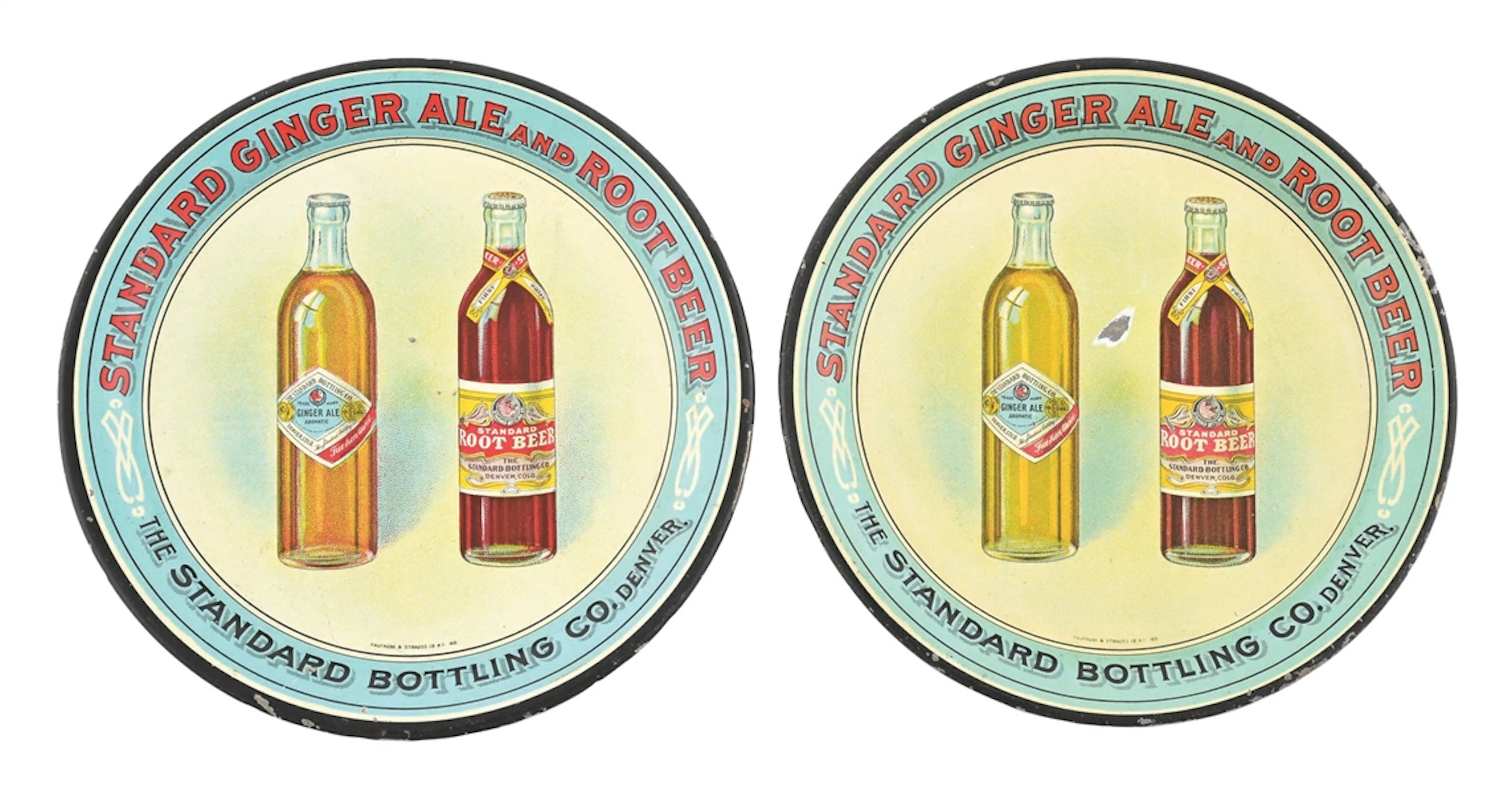 PAIR OF STANDARD GINGER ALE & ROOT BEER TIP TRAYS