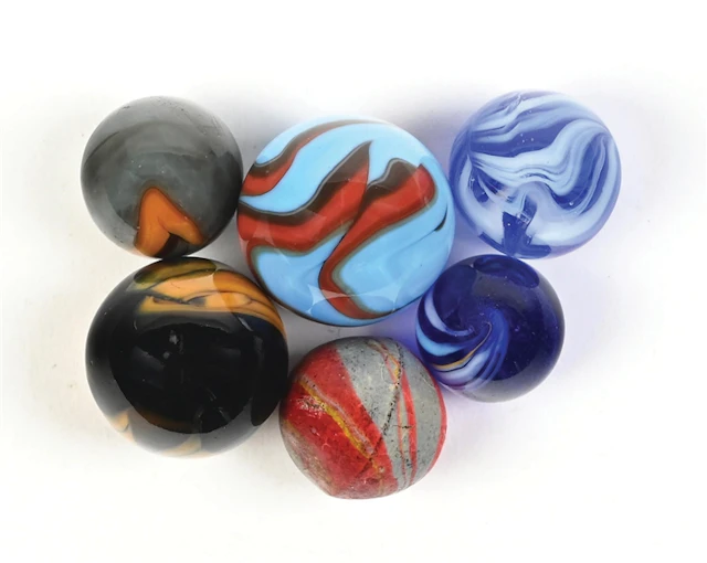 LOT OF 6: MACHINE-MADE MARBLES