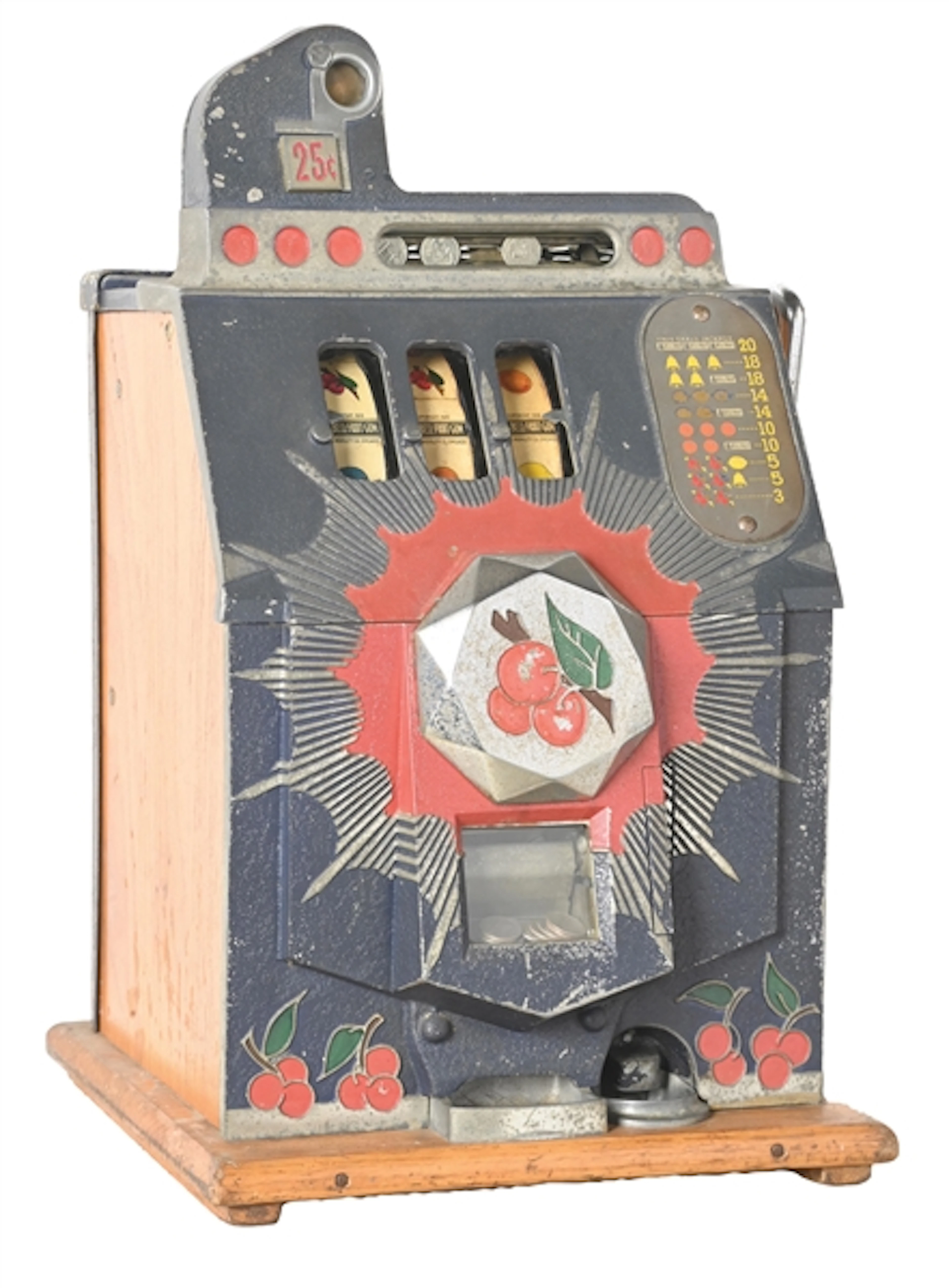 25¢ MILLS NOVELTY CO. BURSTING CHERRY SLOT MACHINE