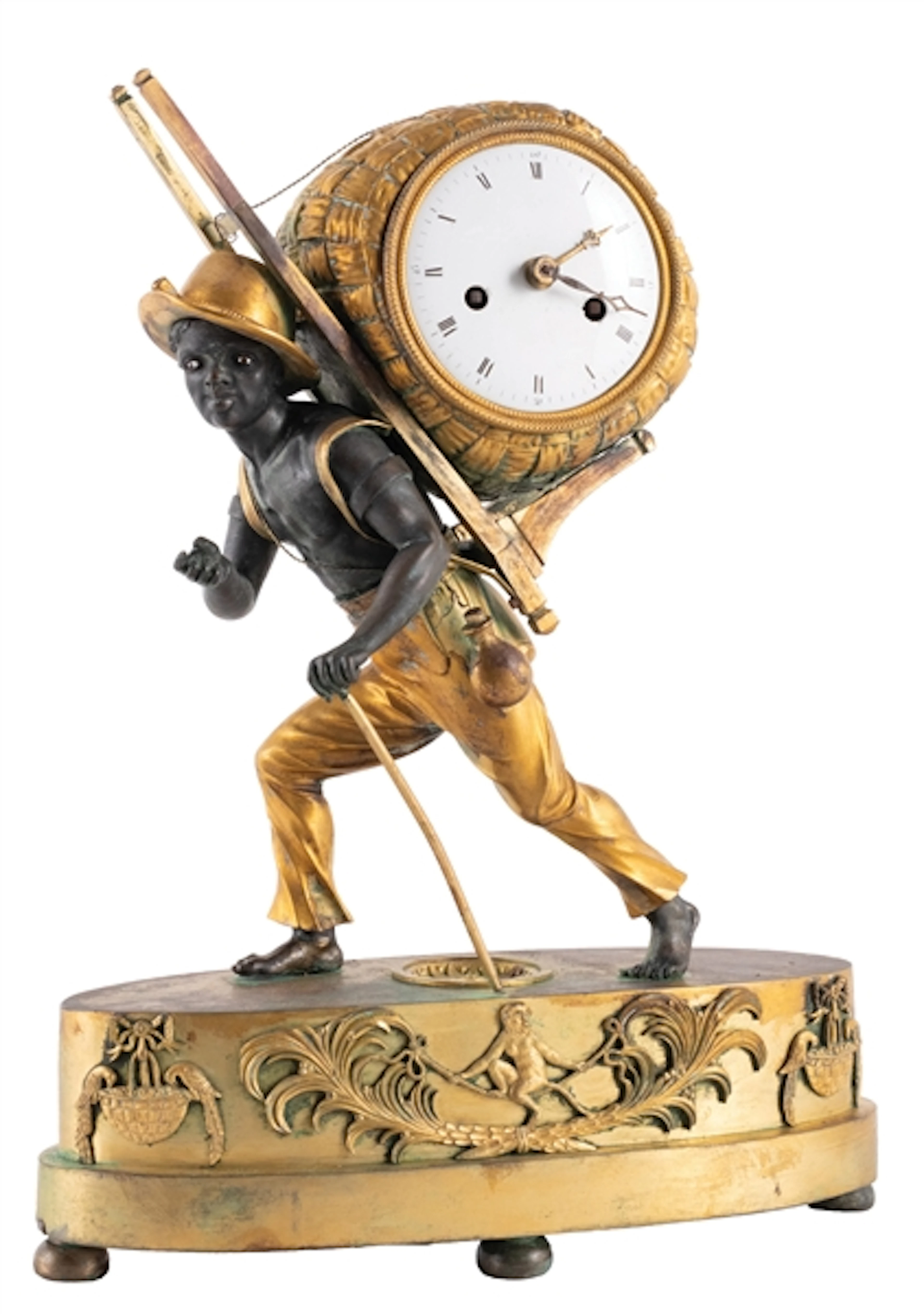 FRENCH FIGURAL “PORTER” MANTEL CLOCK, CA. 1880