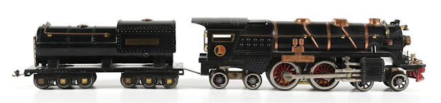 LIONEL STANDARD GA. BLACK NO. 400E LOCOMOTIVE AND NO. 400T TENDER