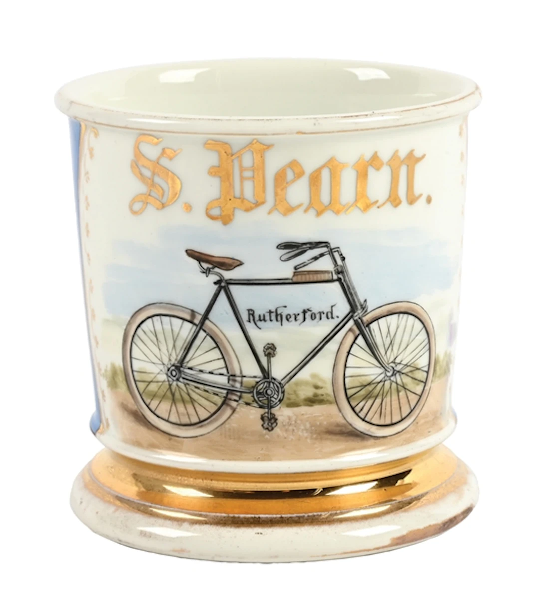 BICYCLE SELLER'S SHAVING MUG