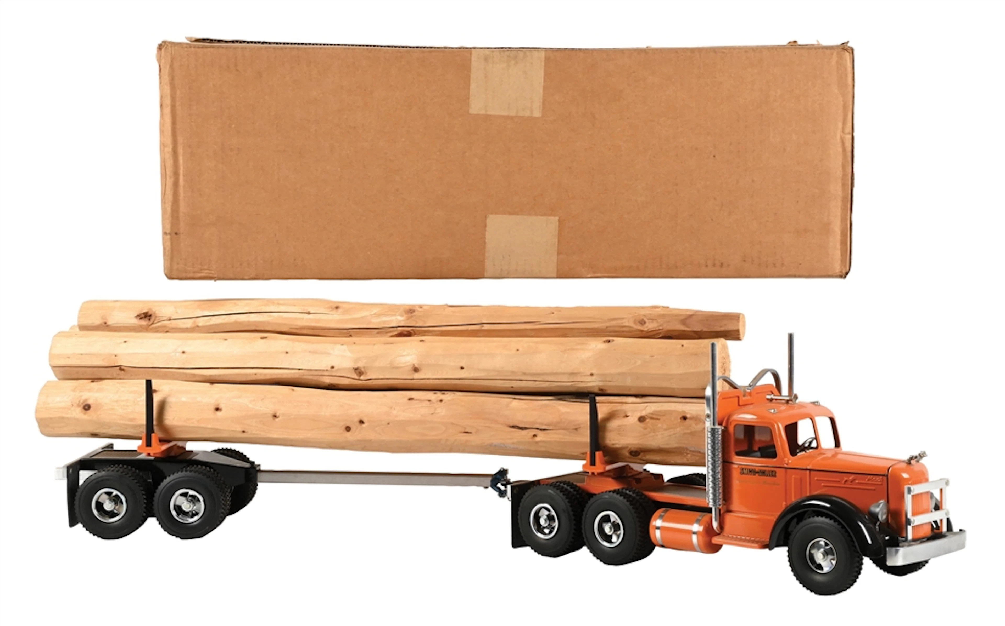 LOT OF 2: FRED THOMPSON SMITH MILLER LOGGING TRUCK WITH BOX