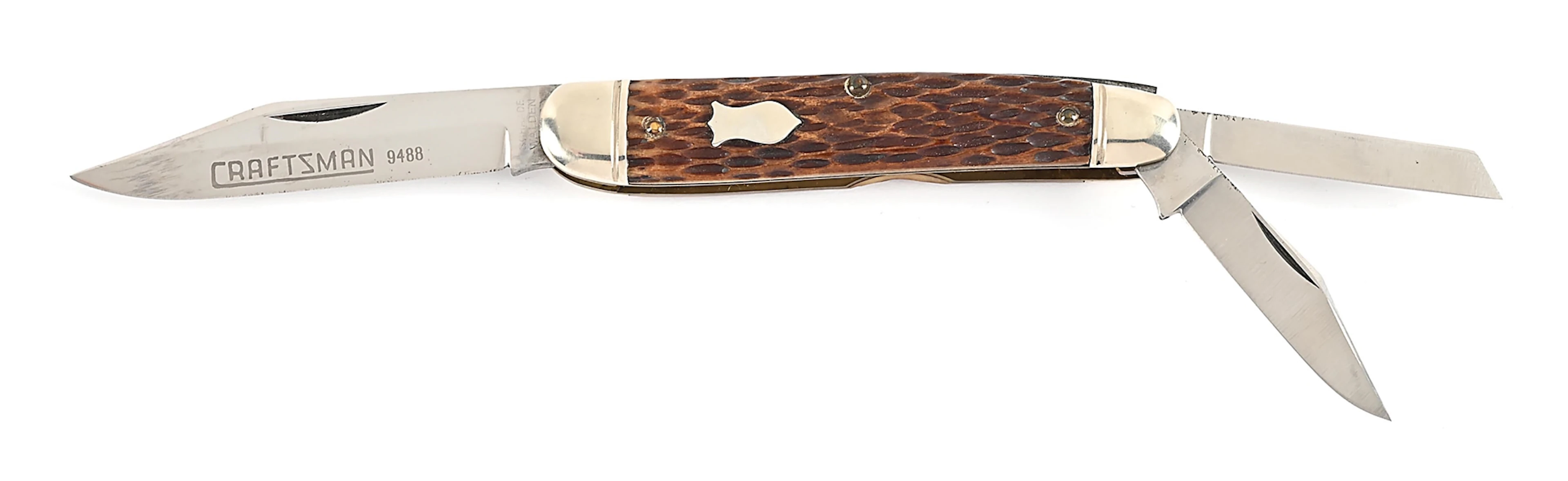 SCHRADE WALDEN, NY USA 804 CRAFTSMAN WHITTLER THREE BLADE WITH ETCHED