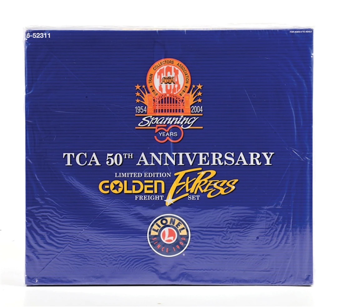 MODERN ERA LIONEL O-GA. 6-52311 TCA 50TH ANNIVERSARY GOLDEN EXPRESS FREIGHT SET