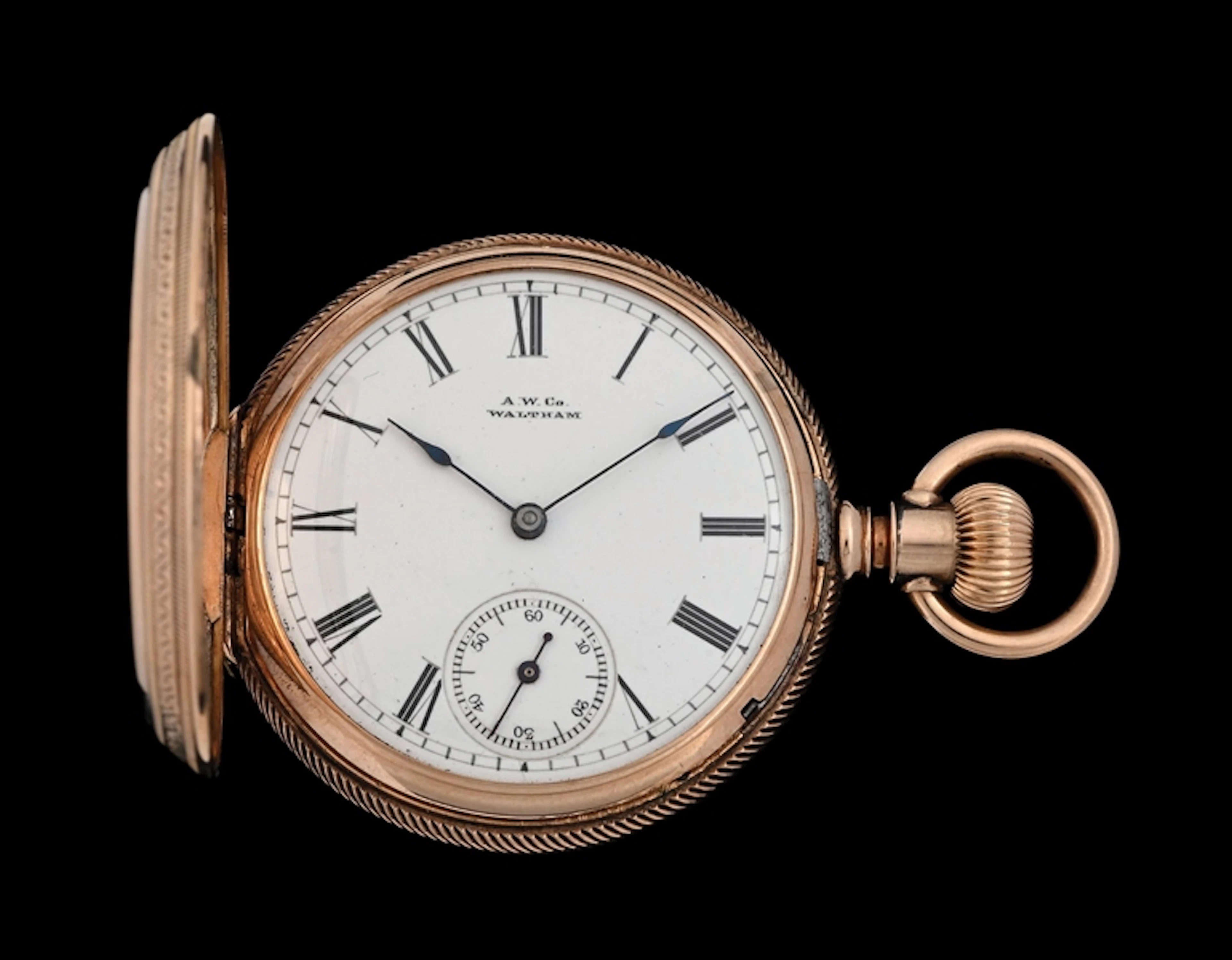 14K GOLD WALTHAM ENGRAVED H/C POCKET WATCH