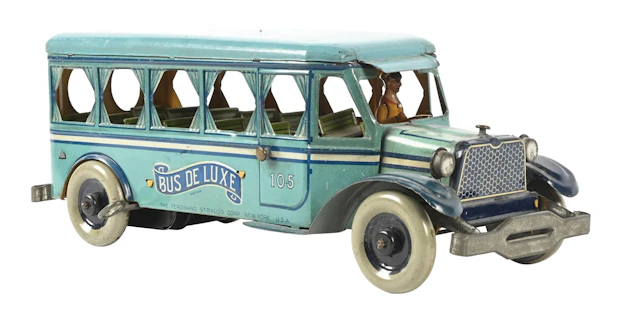 FERDINAND STRAUSS CO. "BUS DE LUXE" NO. 105 TIN LITHO WIND-UP TOY