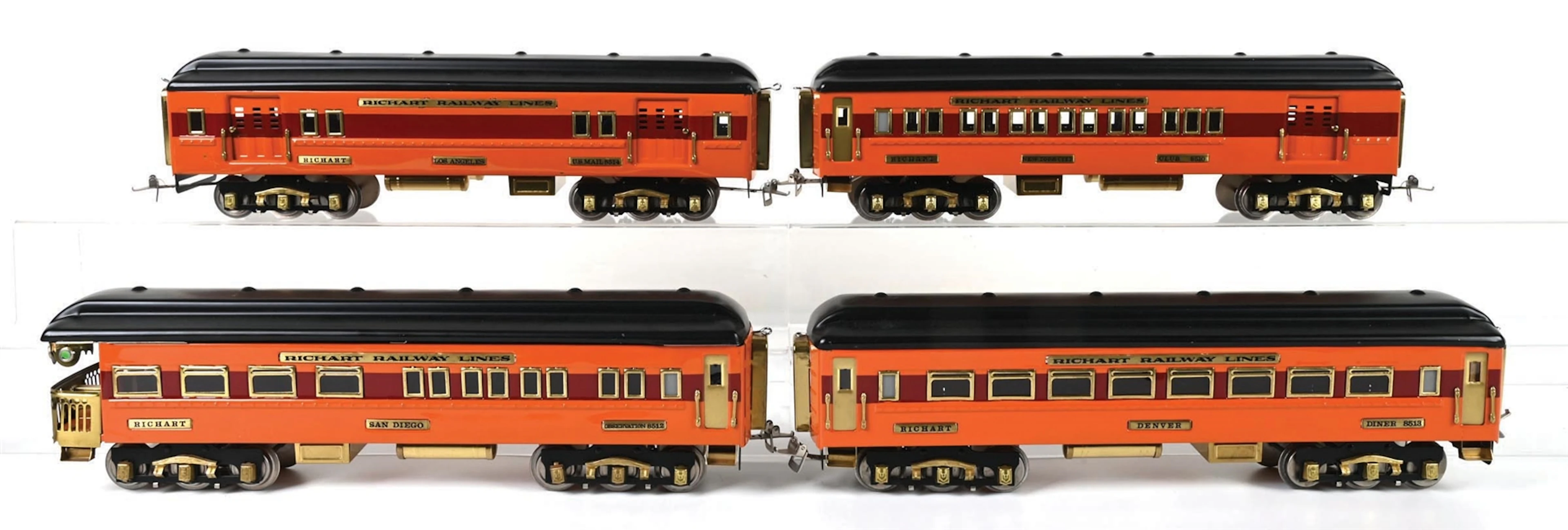 LOT OF 4 RICH ART REPRODUCTION OF THE AMERICAN FLYER PASSENGER CARS